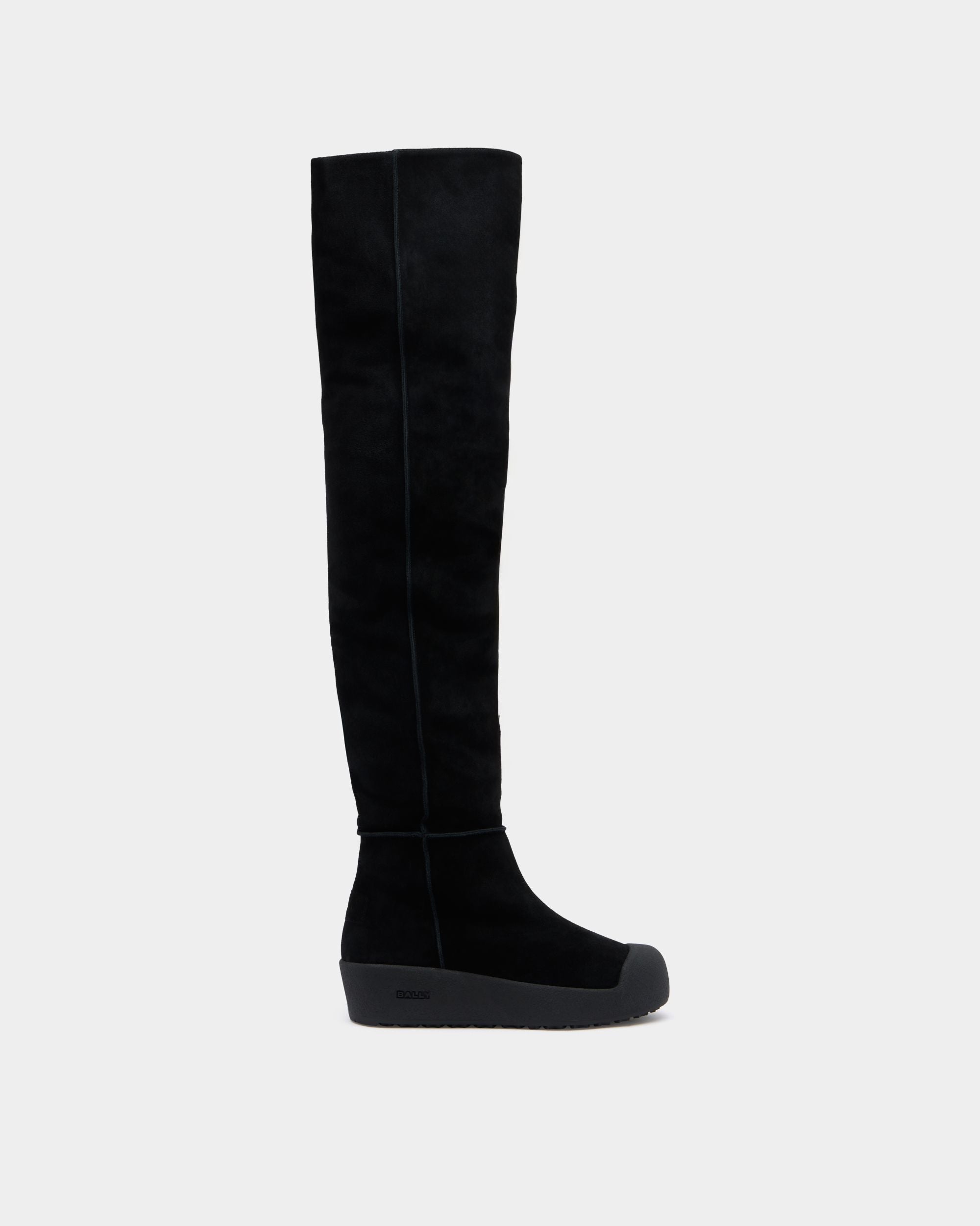 Bally Global - Bottes Au-Dessus Du Genou Bally Curling En Daim Noir - Noir