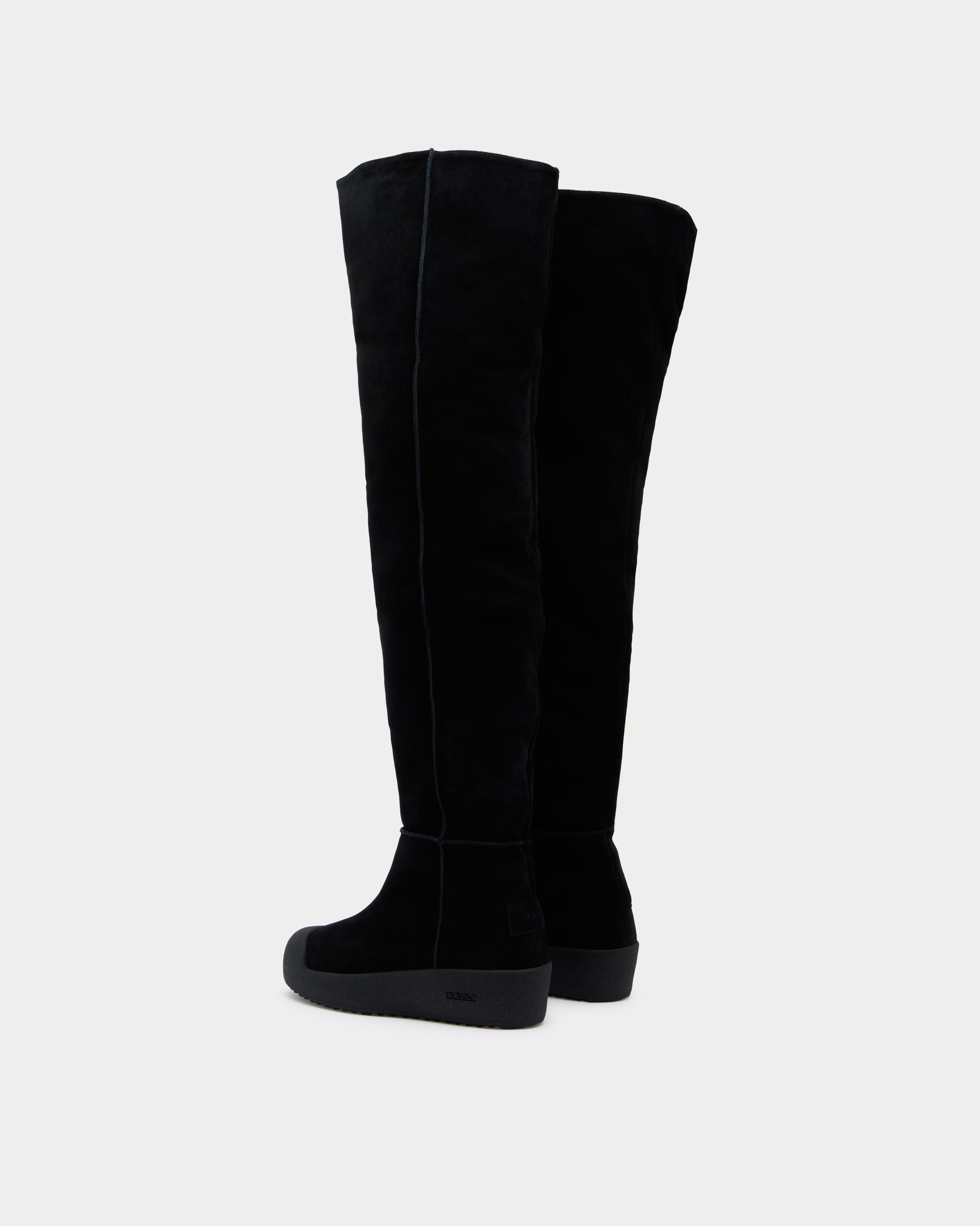 Bally Global - Bottes Au-Dessus Du Genou Bally Curling En Daim Noir - Noir