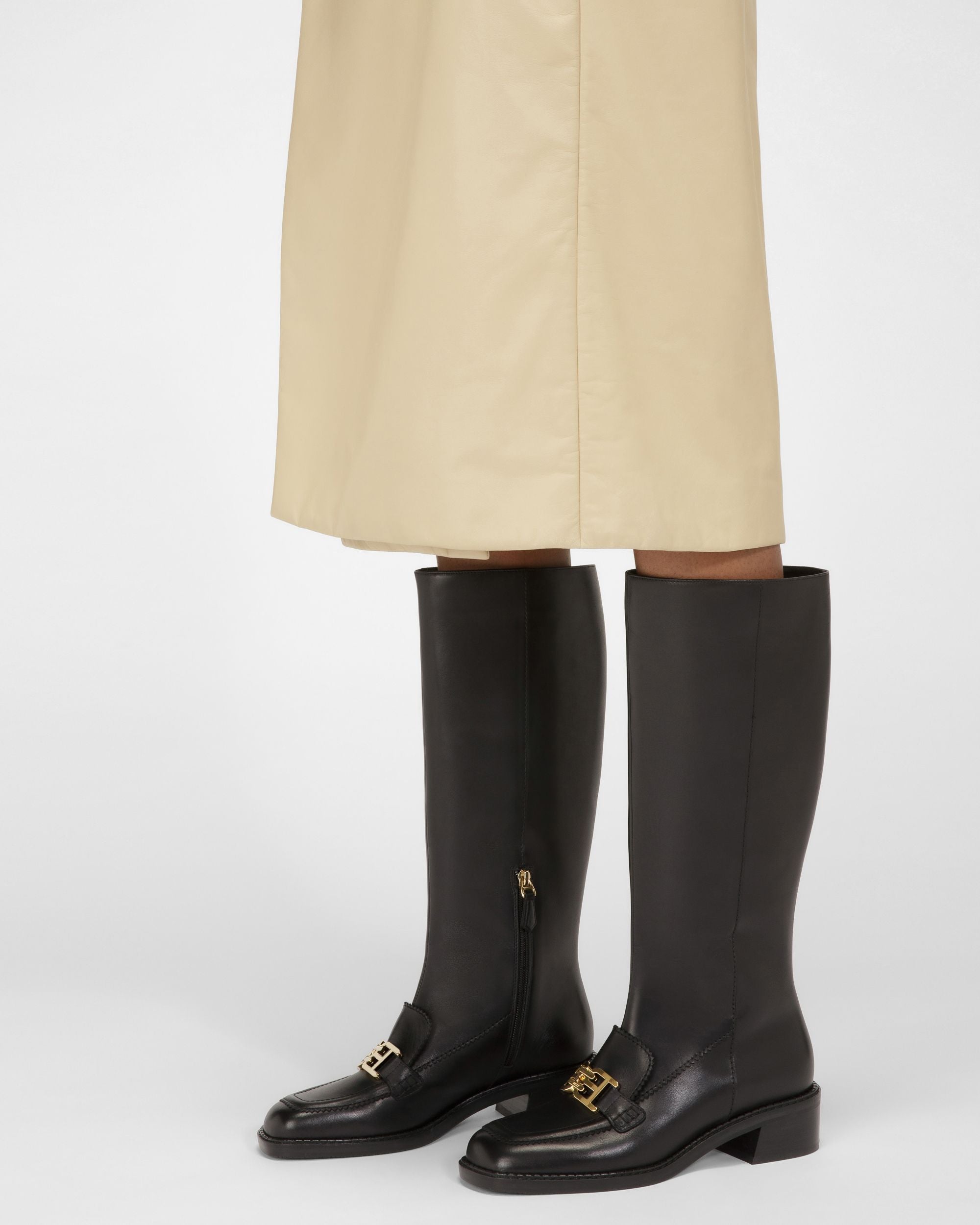 Bally Global - Ebele Bottes Longues En Cuir Noir - Noir