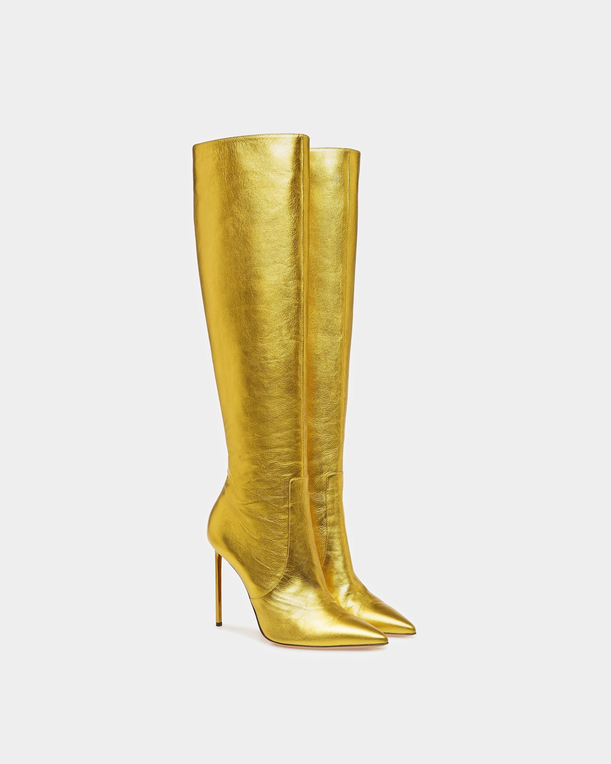 Bally Global - Block Boot In Metallic Leather - Or
