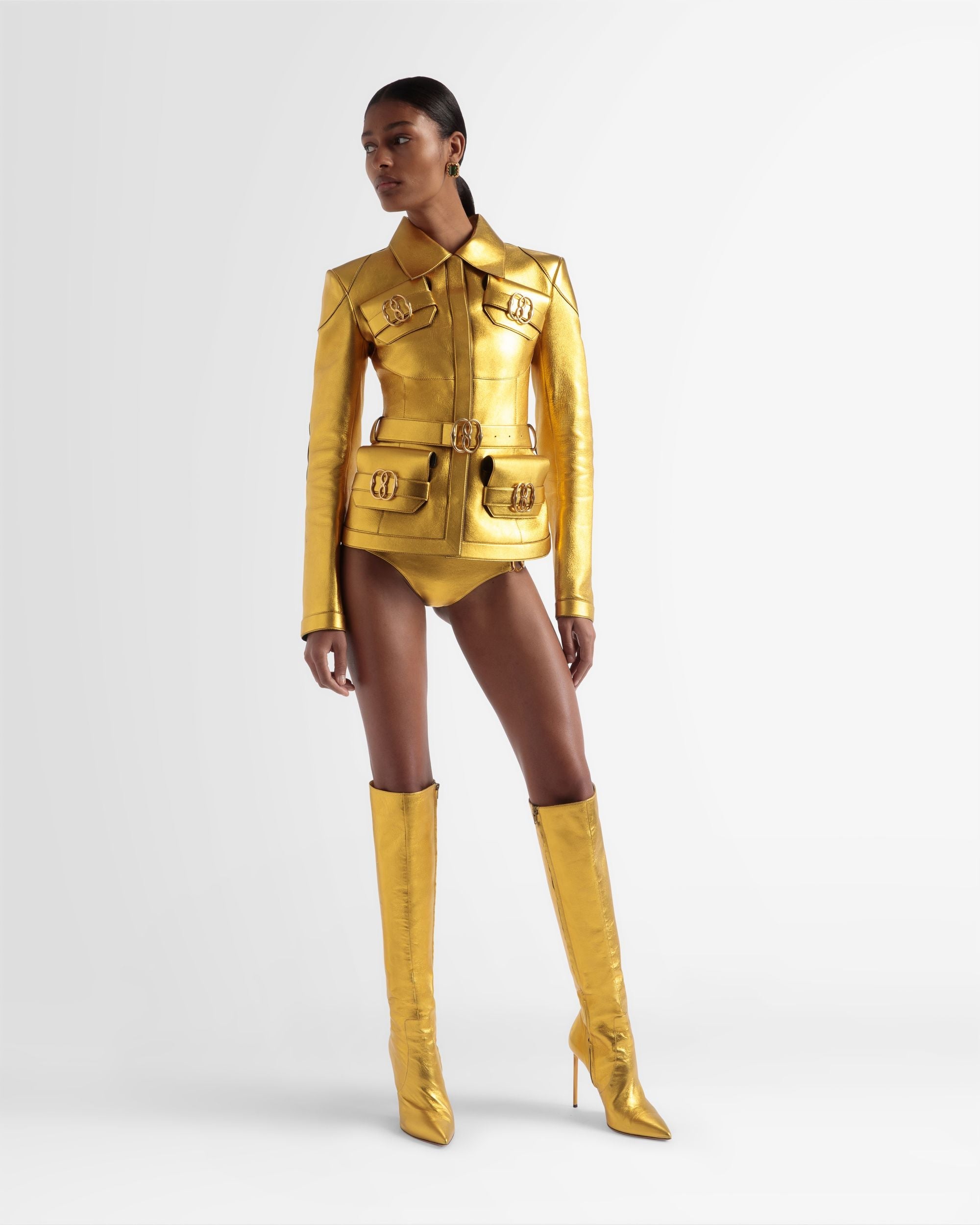 Bally Global - Block Boot In Metallic Leather - Or