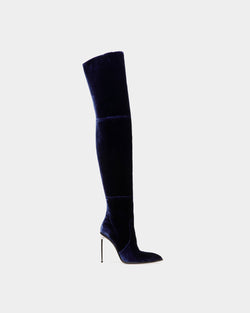 Bottes Hedy En Velours Bleu Marine