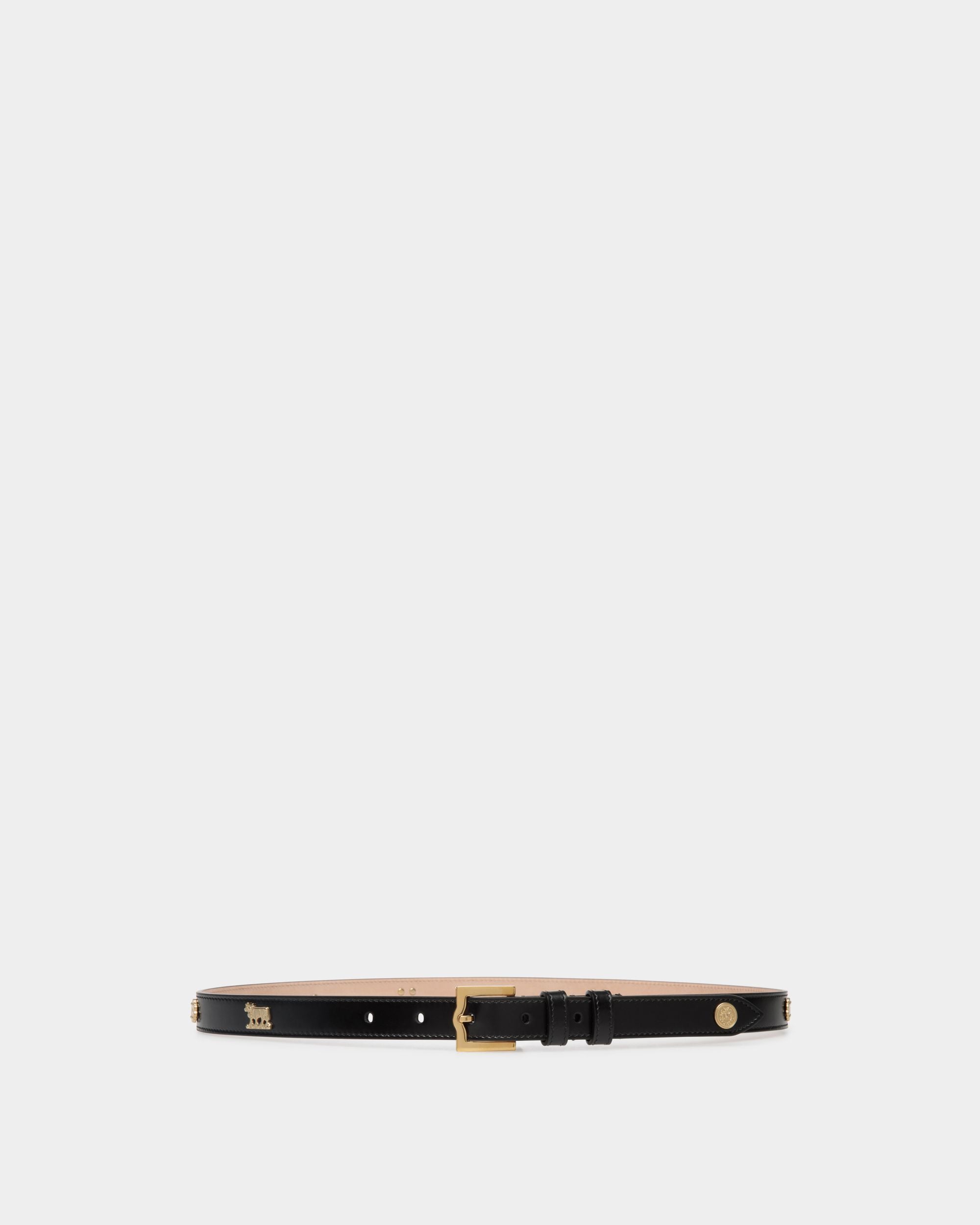 Bally Global - Emblem 85 cm Belt in Black Brushed Leather - Black