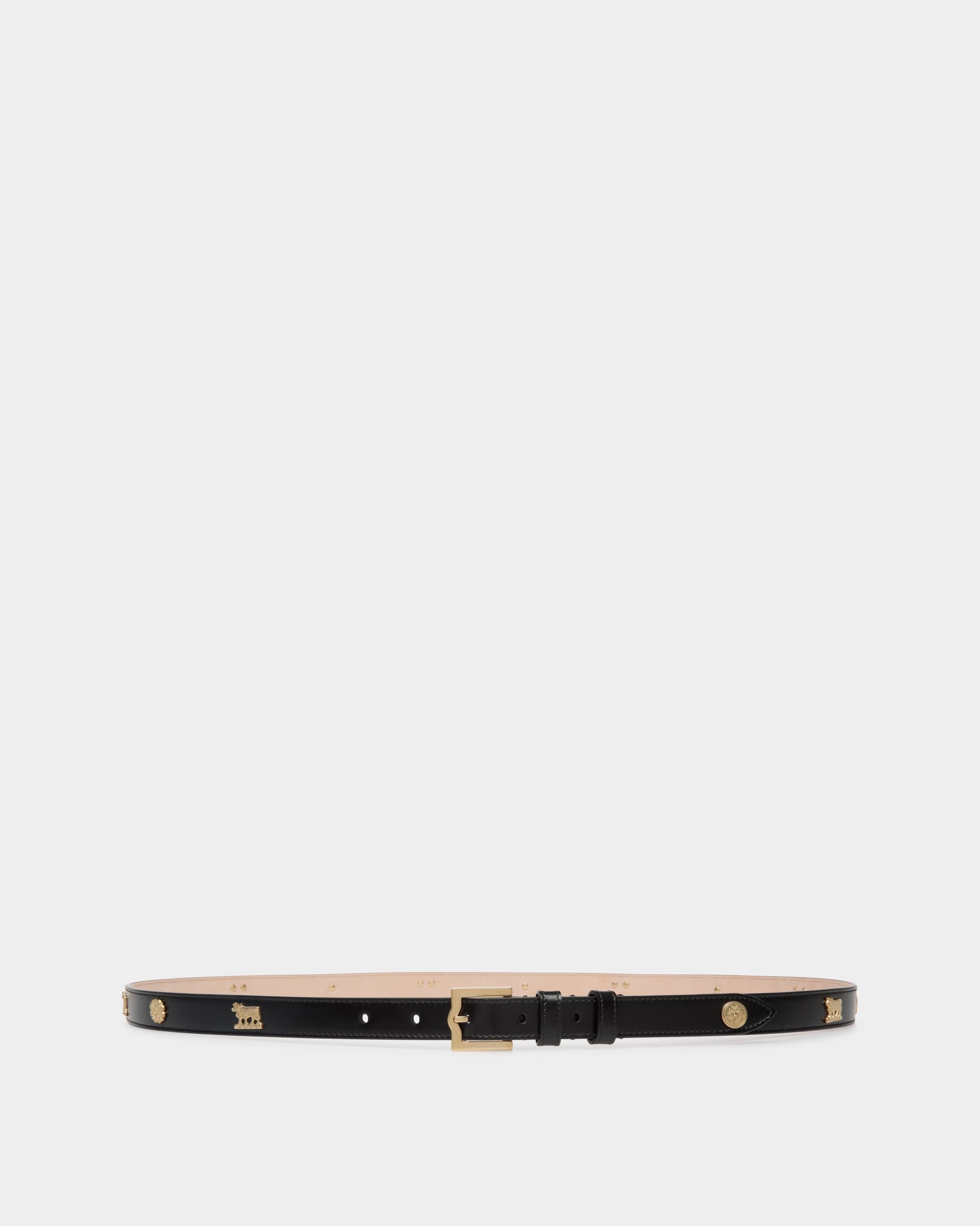 Bally Global - Emblem 105 cm Belt in Black Brushed Leather - Black