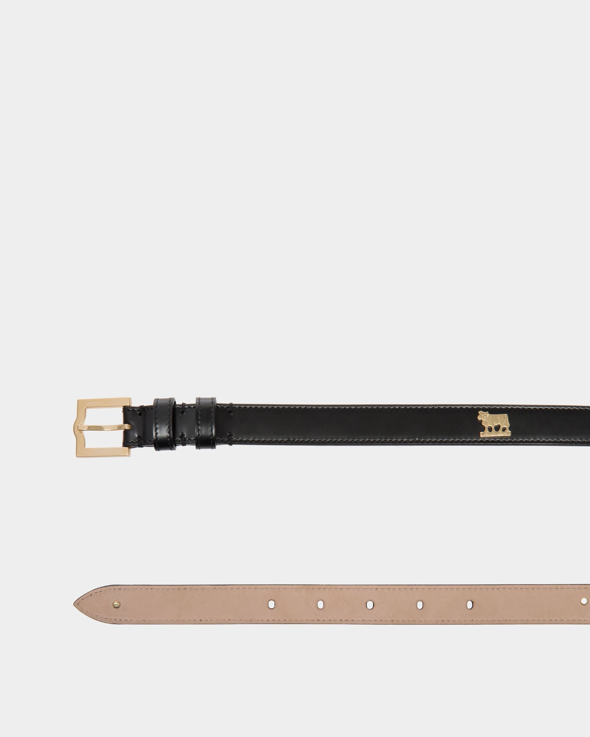 Bally Global - Emblem 105 cm Belt in Black Brushed Leather - Black