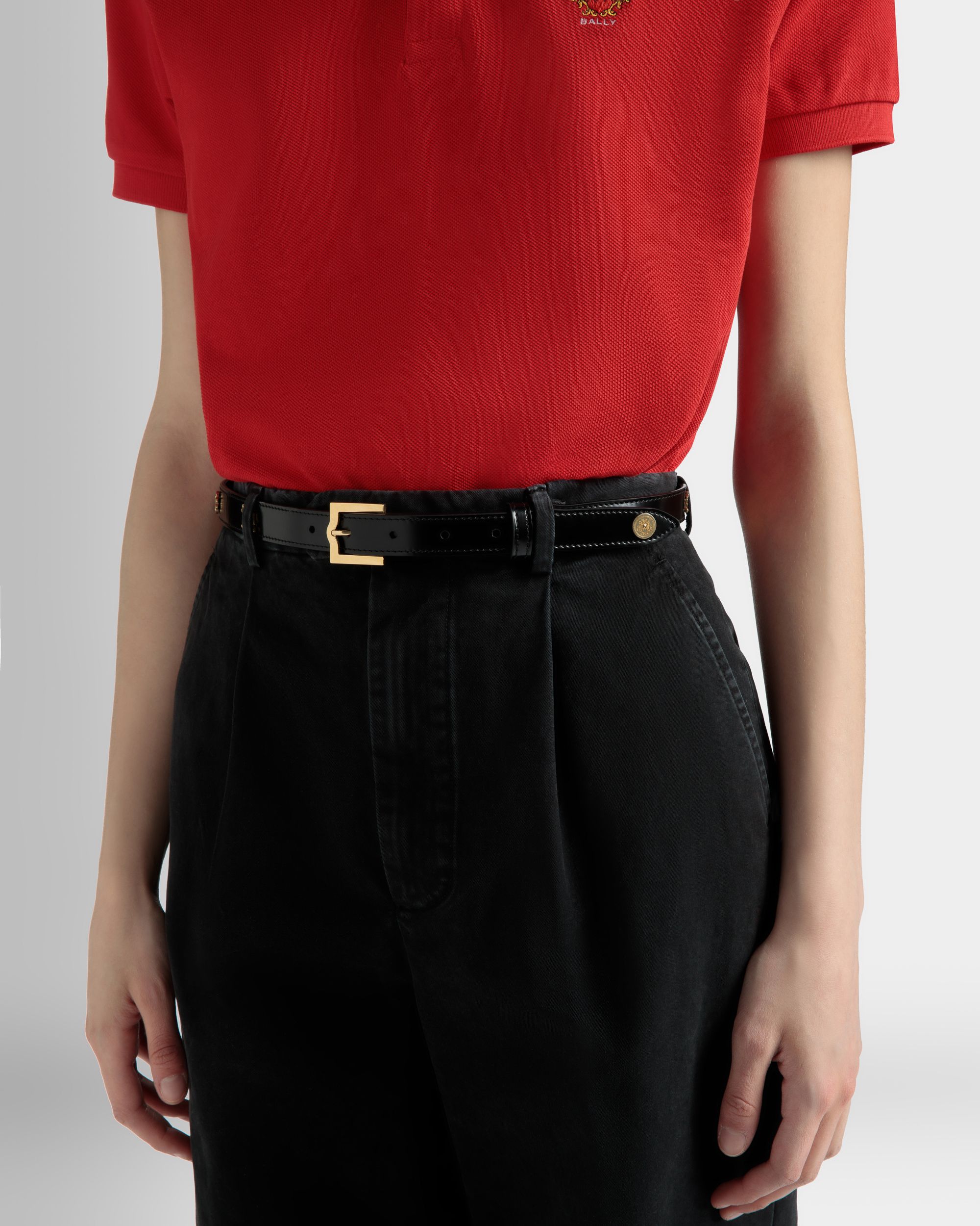 Bally Global - Emblem 105 cm Belt in Black Brushed Leather - Black
