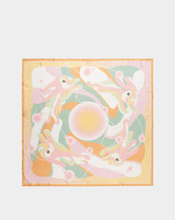 Silk Carré Scarf In Peach