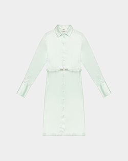 Silk Shirt Dress In Light Blue
