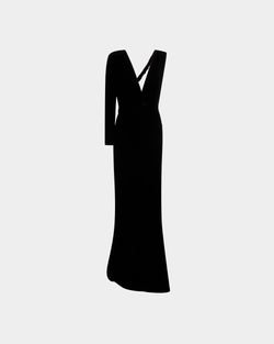 Asymmetric Dress In Black Silk Mix