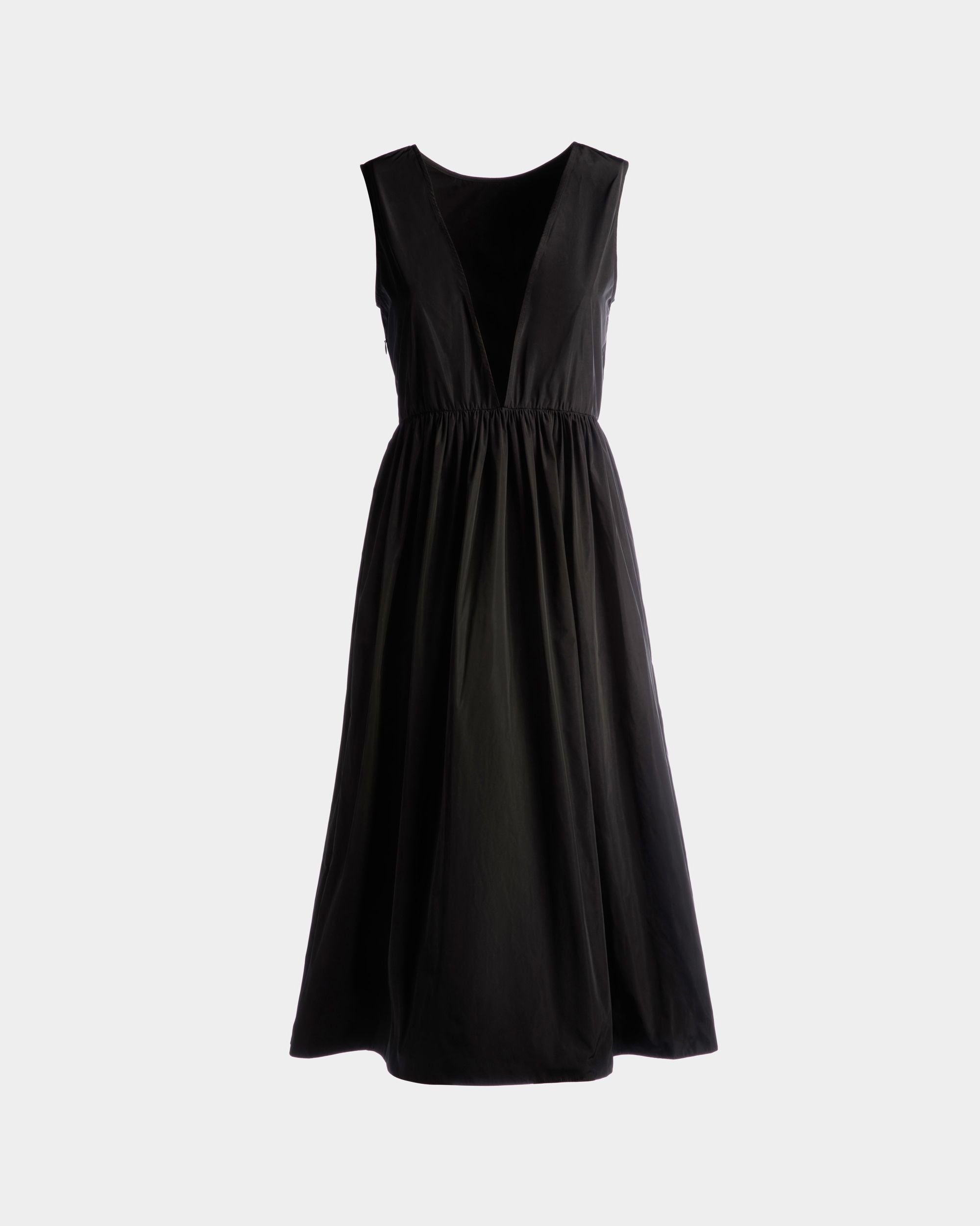 Bally Global - Sleeveless Midi Dress in Black Technical Duchesse - Black