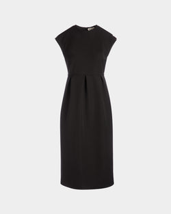 Vestido Midi De Gabardina De Nailon Negra