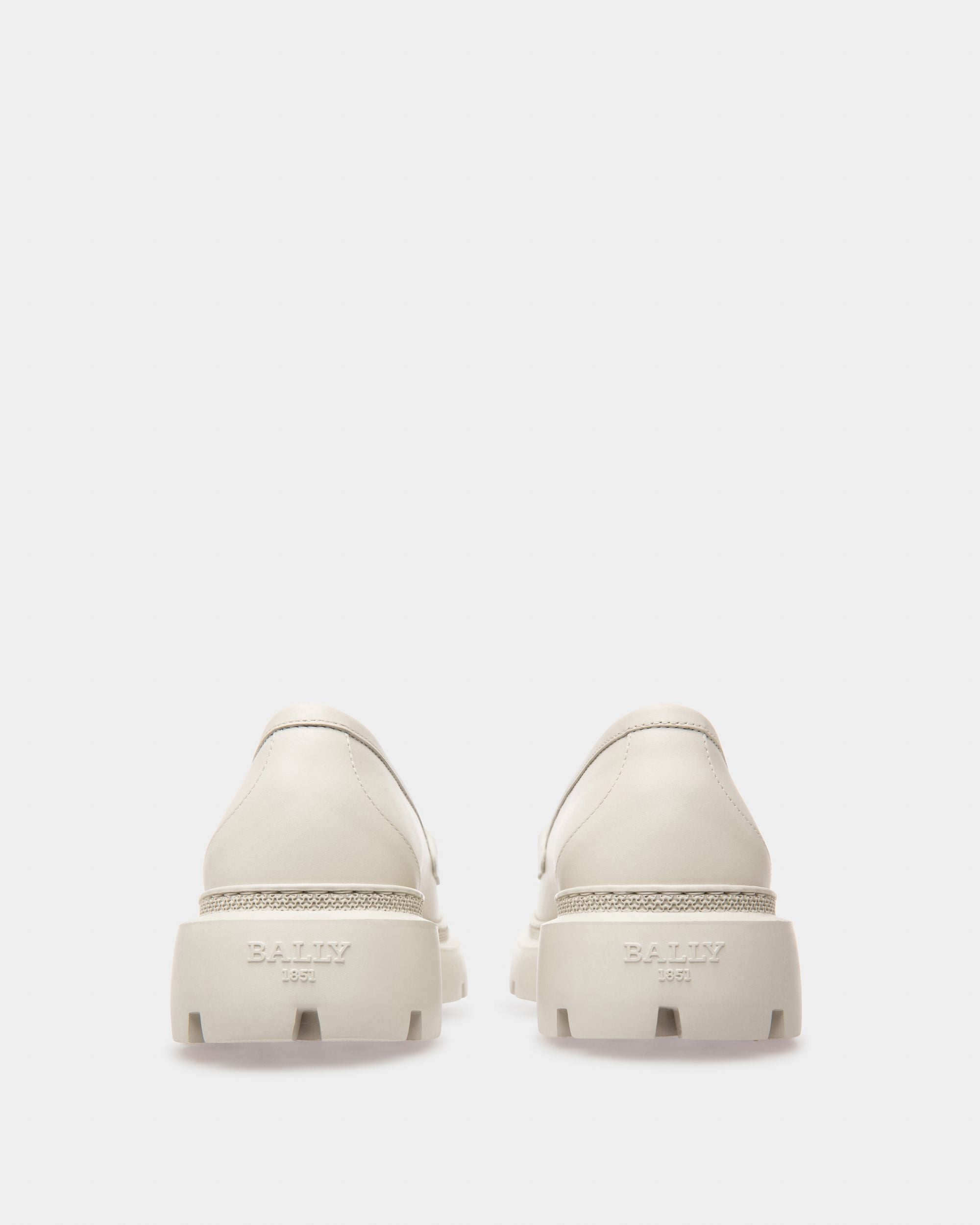 Bally Global - Gioia Flat Leather Moccasins In Denty White - Beige