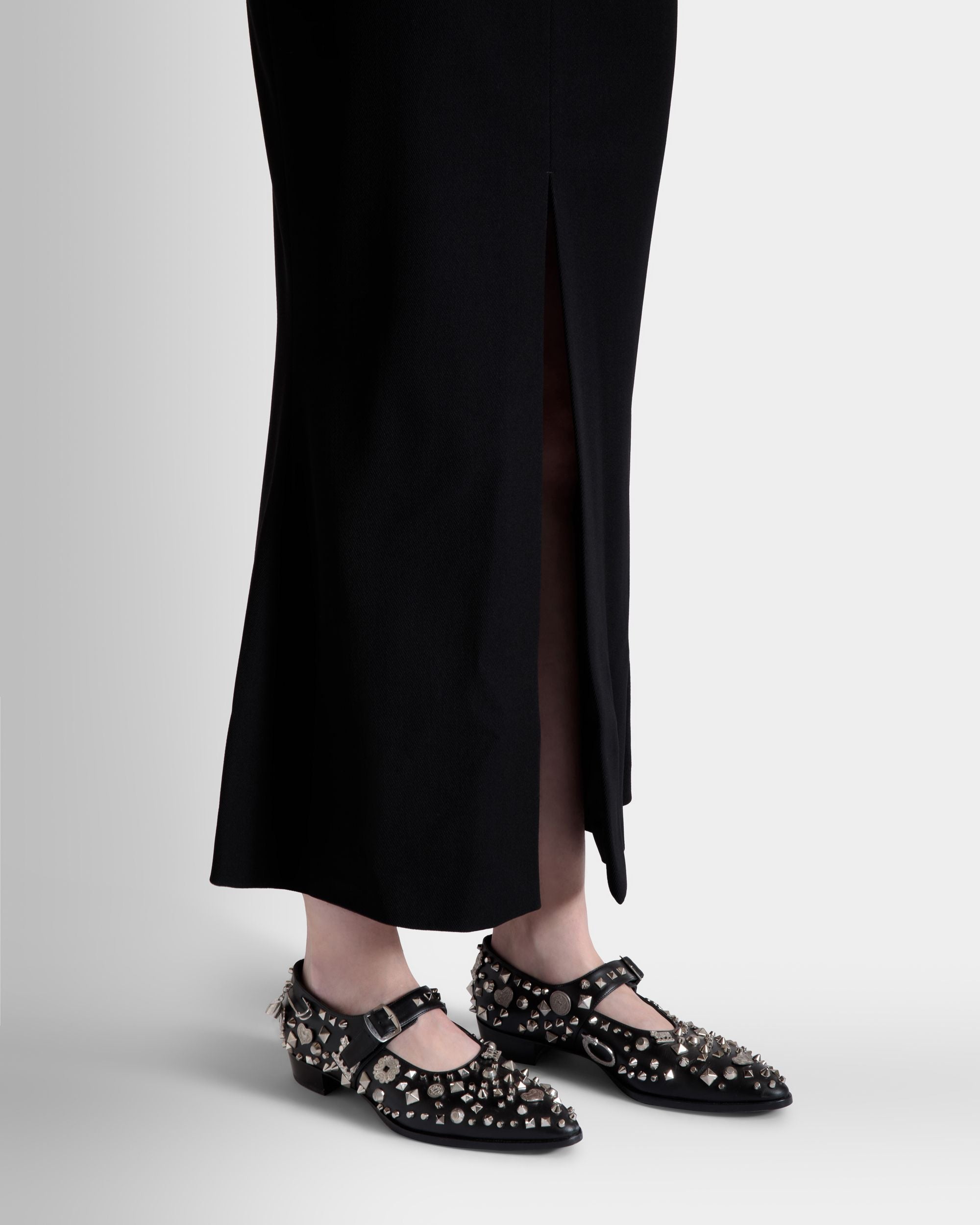 Bally Global - Glendale Mary-Jane In Black Leather with Studs - Black