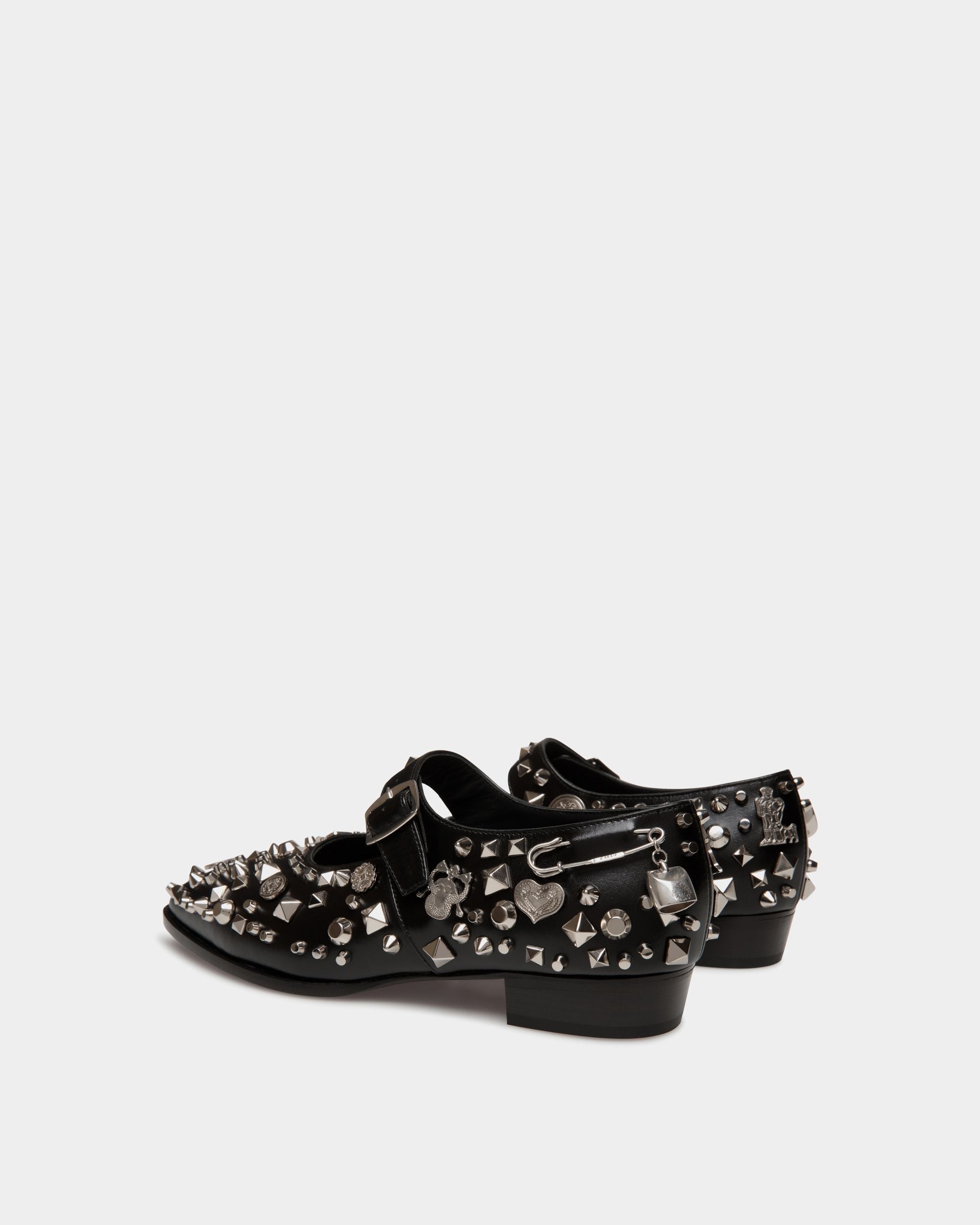 Bally Global - Glendale Mary-Jane In Black Leather with Studs - Black