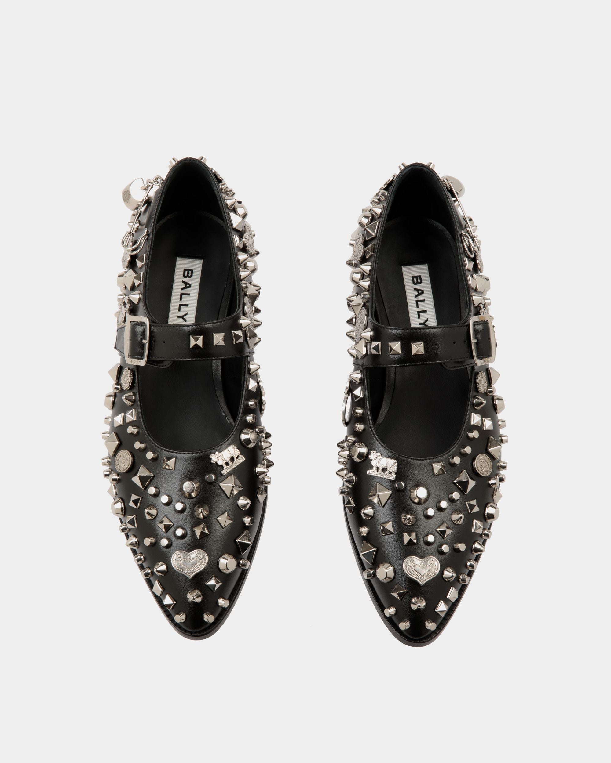 Bally Global - Glendale Mary-Jane In Black Leather with Studs - Black