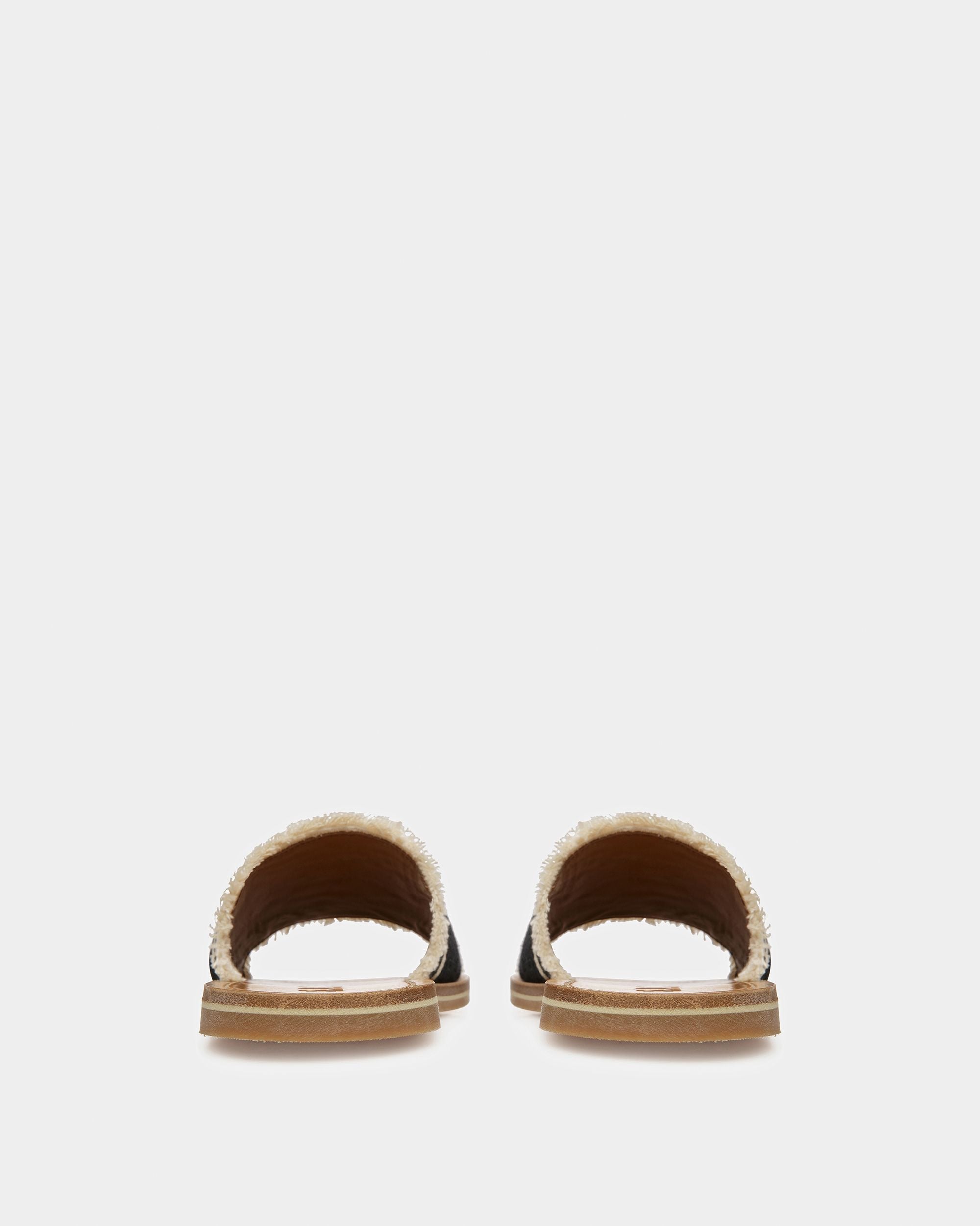 Bally Global - Bianka Flat Fabric Slides In Black And Bone - Multicolore