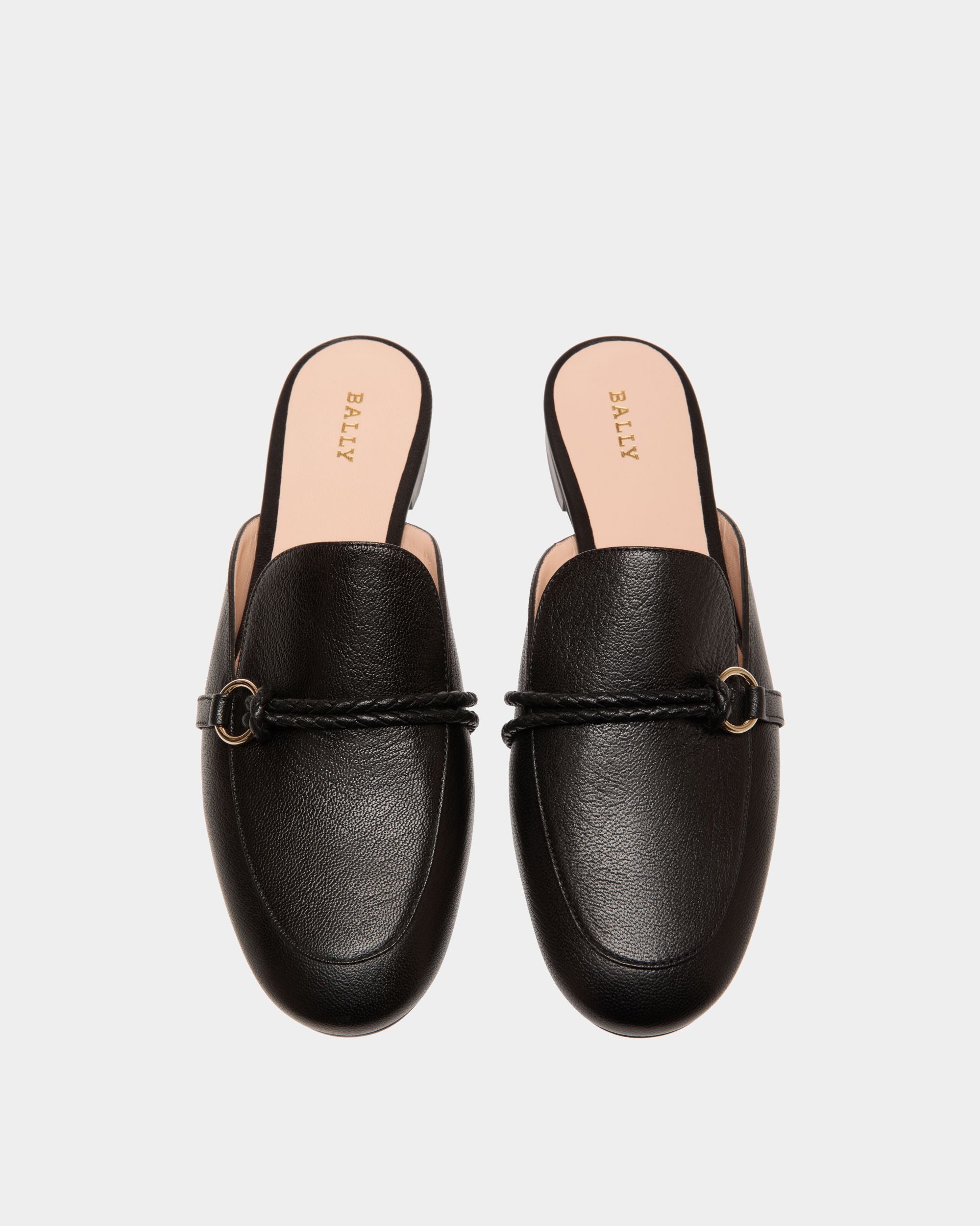 Bally Global - Slipper in Black Grained Leather - Black