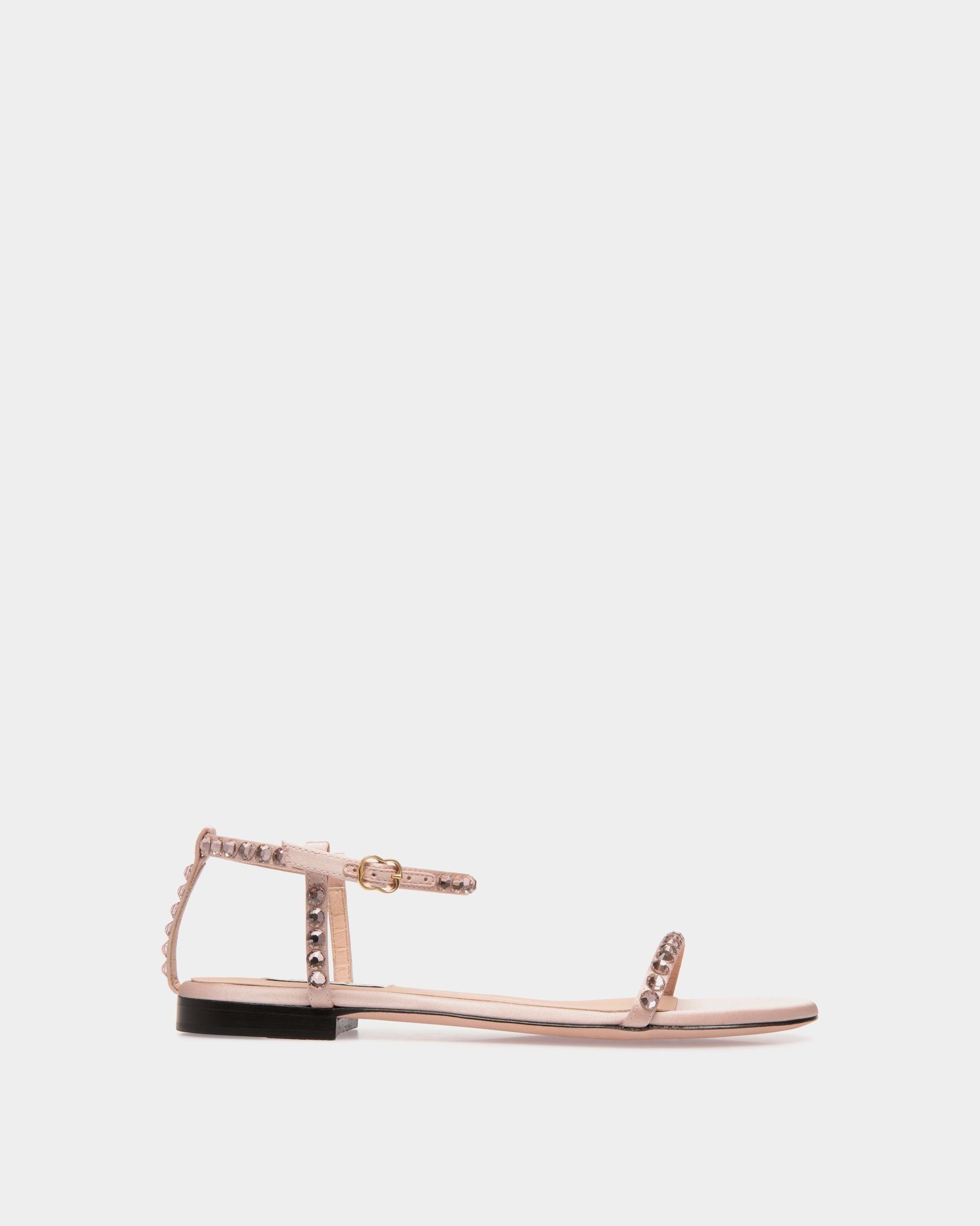 Bally Global - Sandalia Plana Katy De Tela Light Pink Con Cristales - Rosa