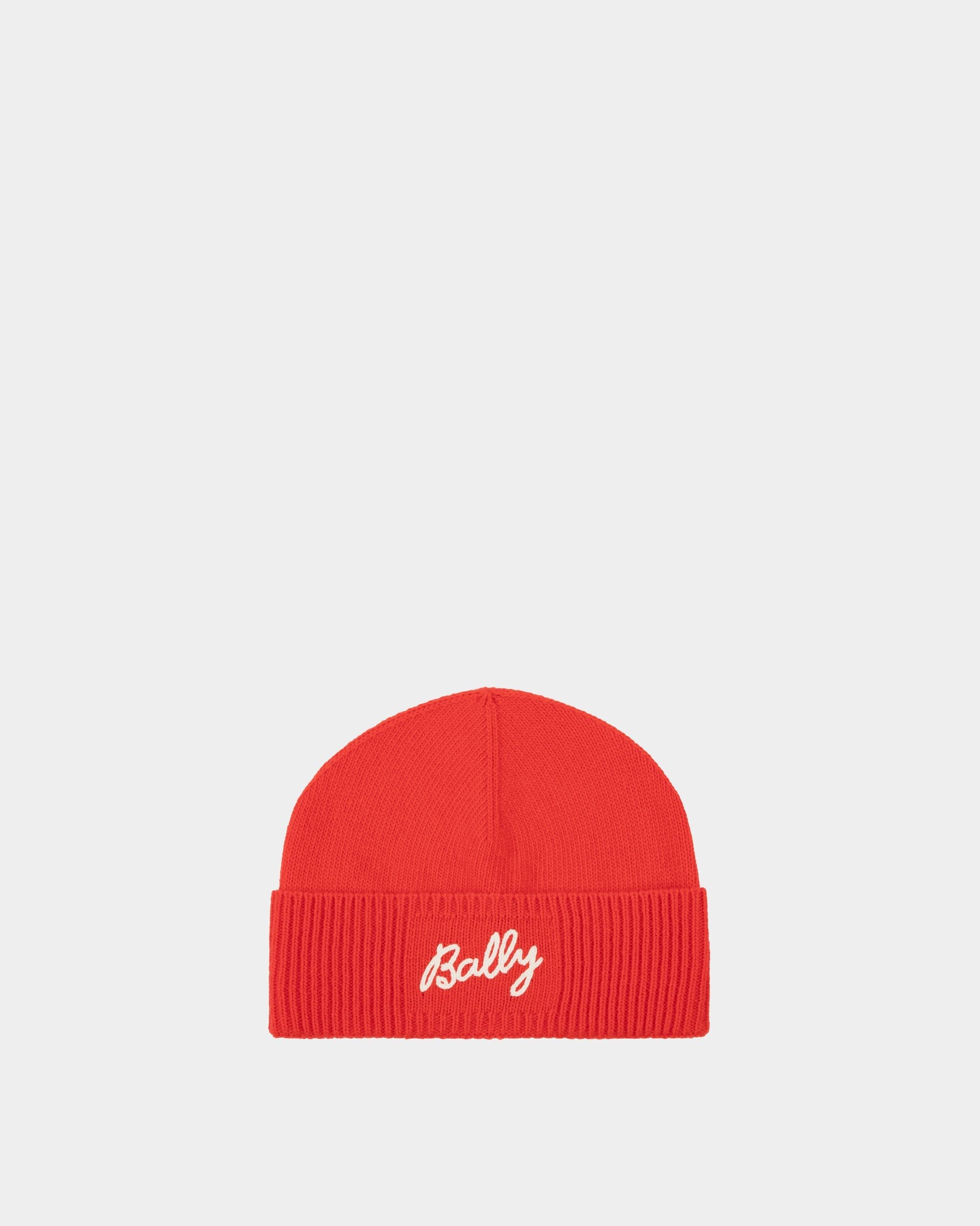 Bally Global - Beanie With Logo In Candy Red Wool - Red
