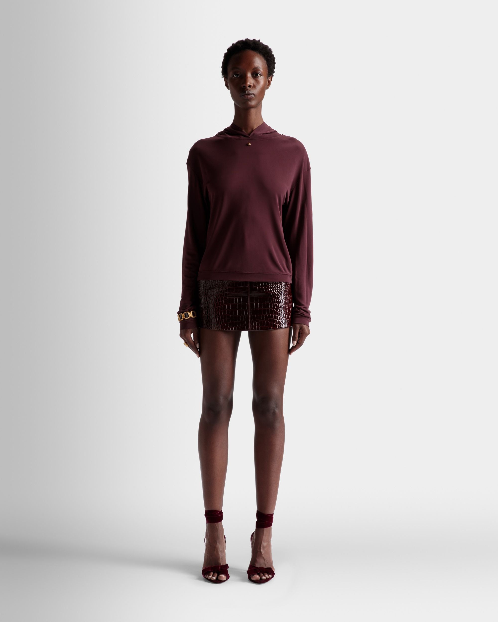 Bally Global - Hooded Sweatshirt In Burgundy Fabric - Rouge