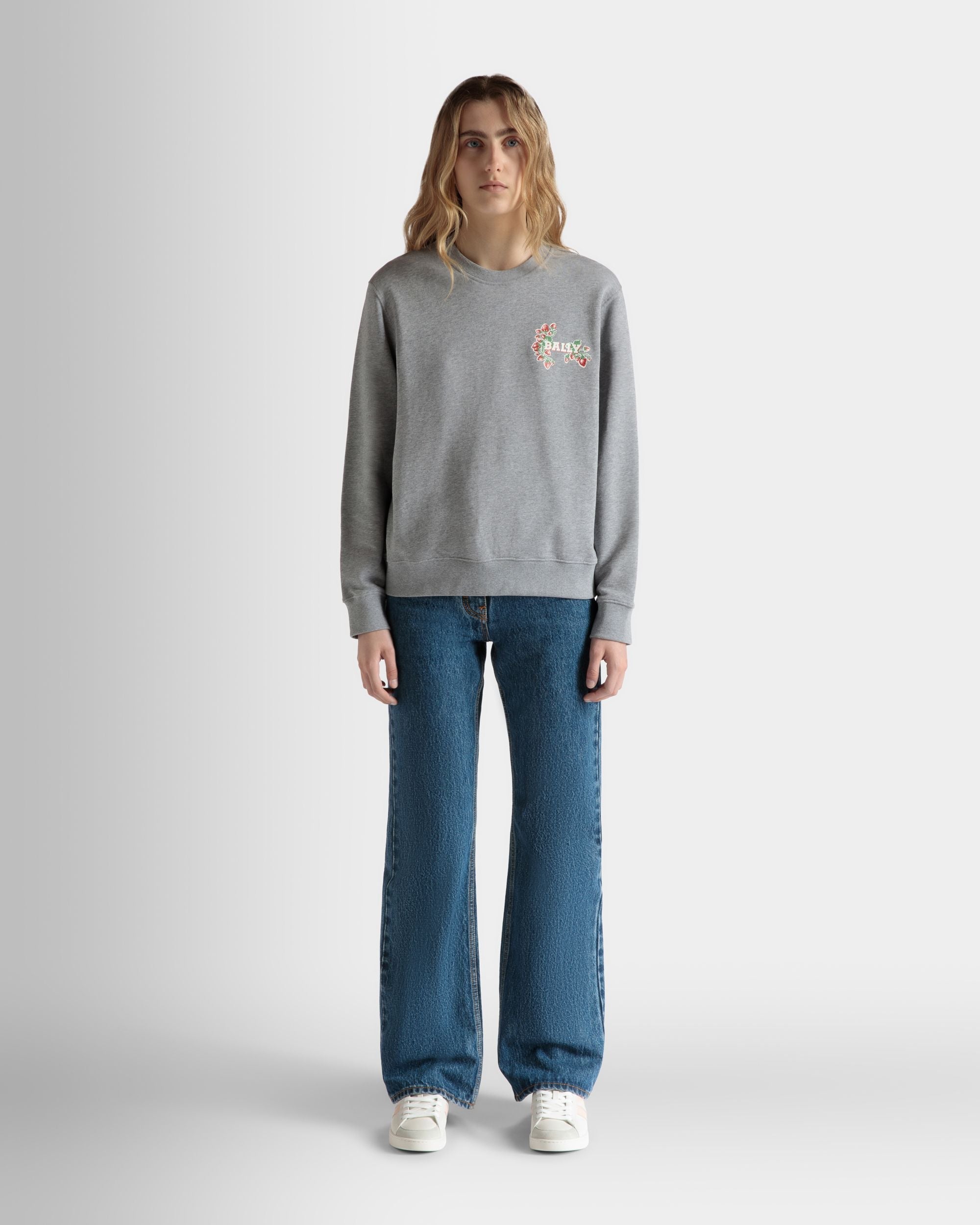 Bally Global - Crewneck in Strawberry Print Cotton - Grey