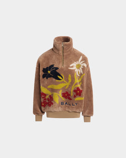 Sudadera De La Cápsula Winter De Felpa Cámel Con Cremallera Corta Y Alpine Flowers