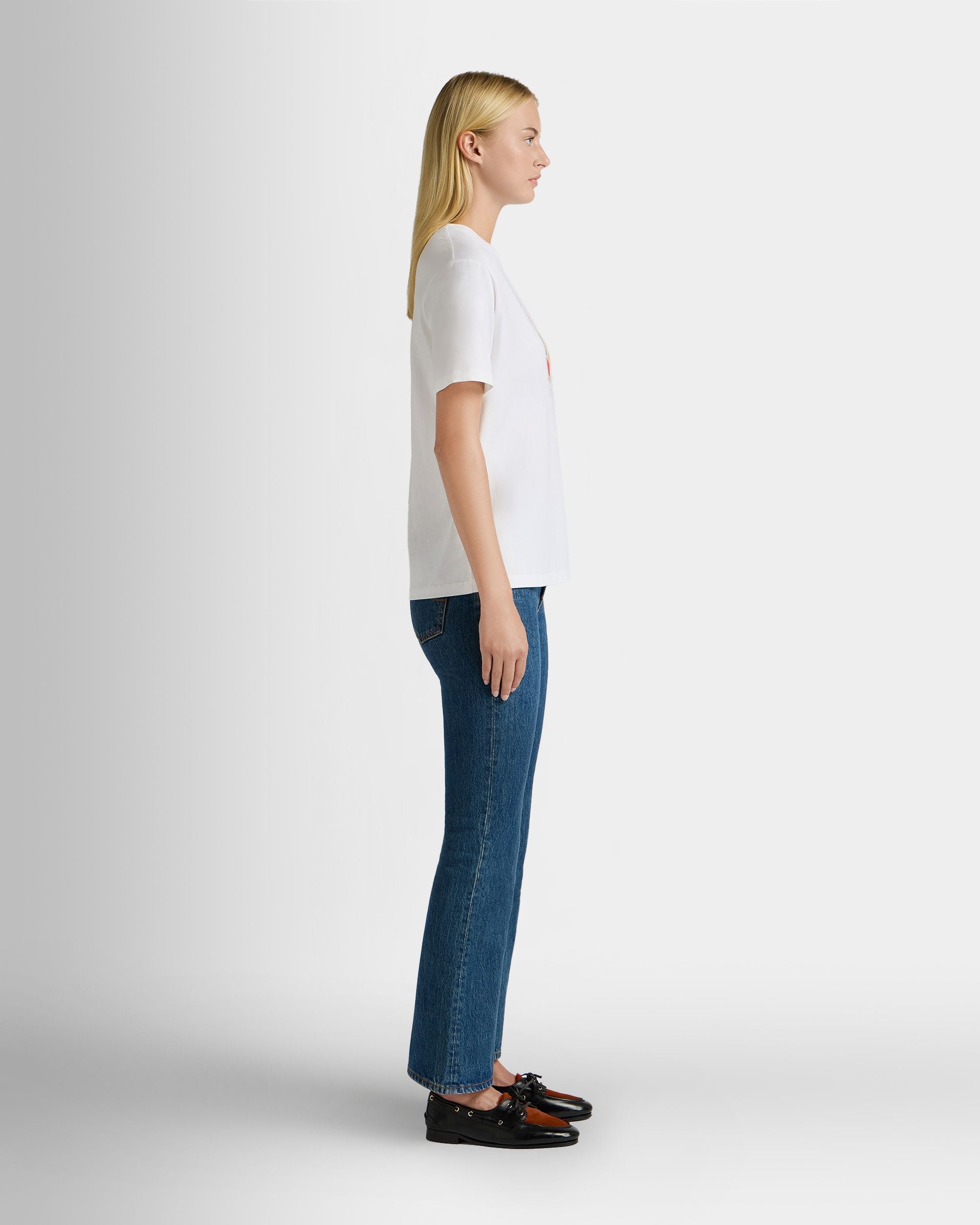 Bally Global - T-Shirt En Coton Blanc Avec Écusson Bally Crest - Blanc