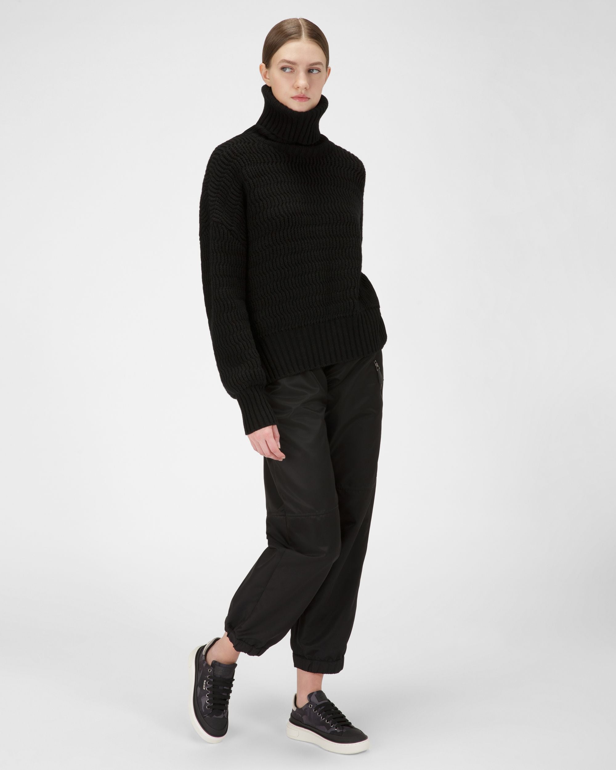 Bally Global - Maily Recycled Polyester And Leather Sneakers In Black - Noir
