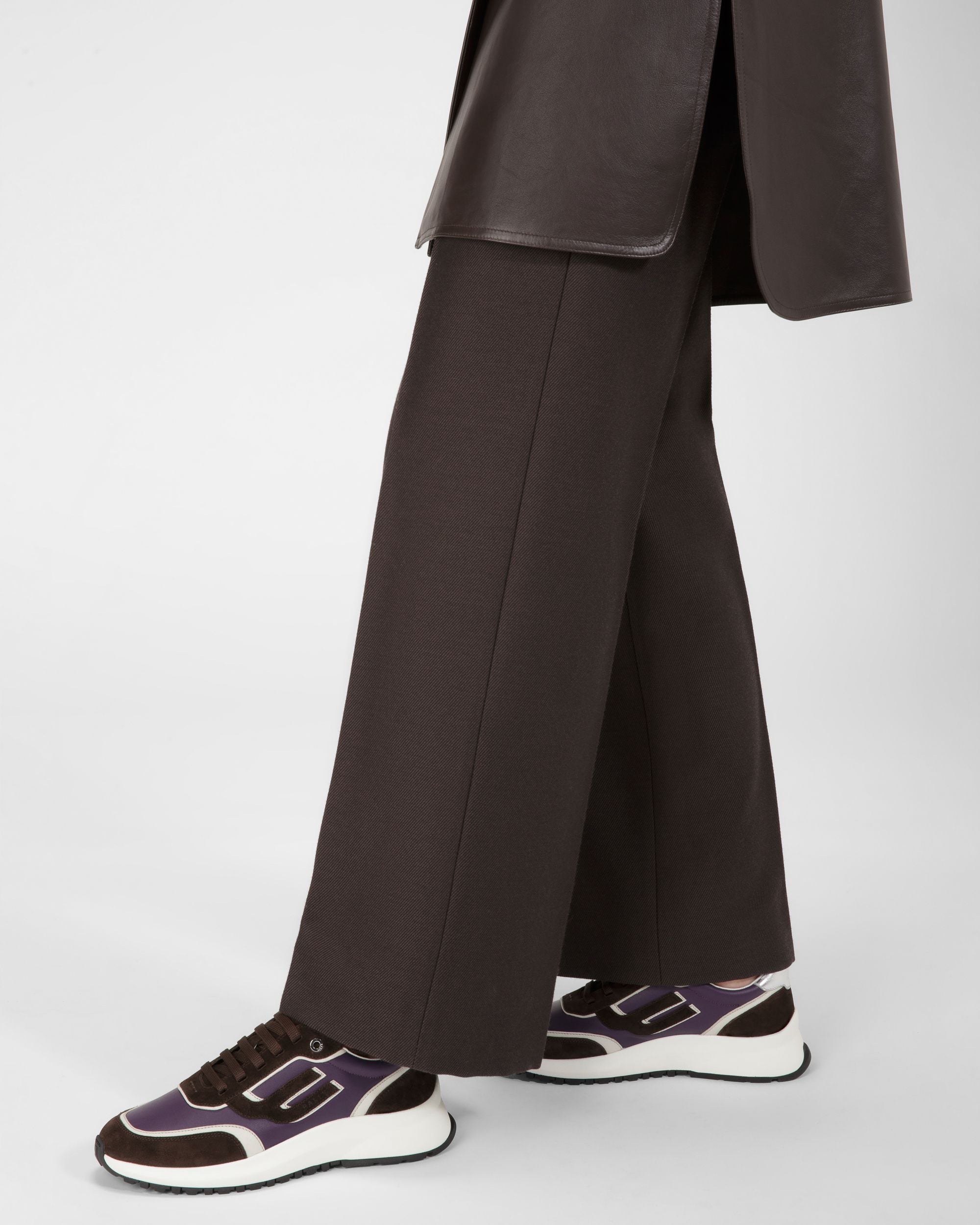 Bally Global - Demmy Leather Sneakers In Ebony Brown And Purple - Multicolore