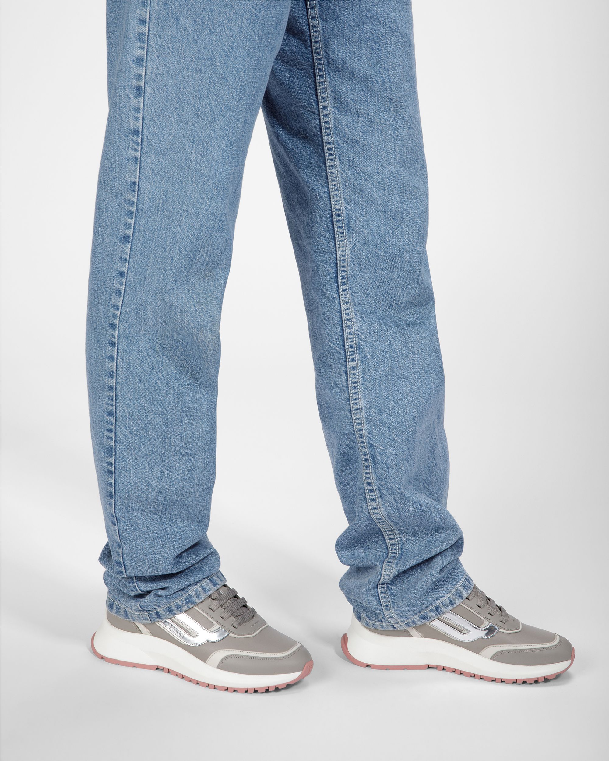 Bally Global - Demmy Sneakers En Cuir Gris Et Blanc Poussière - Gris