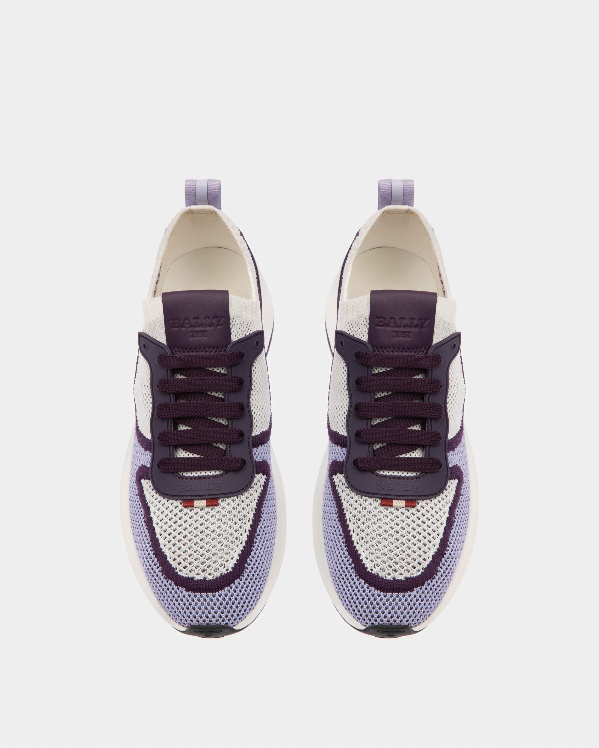 Bally Global - Davyn Sneakers En Maille Et Cuir Blanc - Multicolore