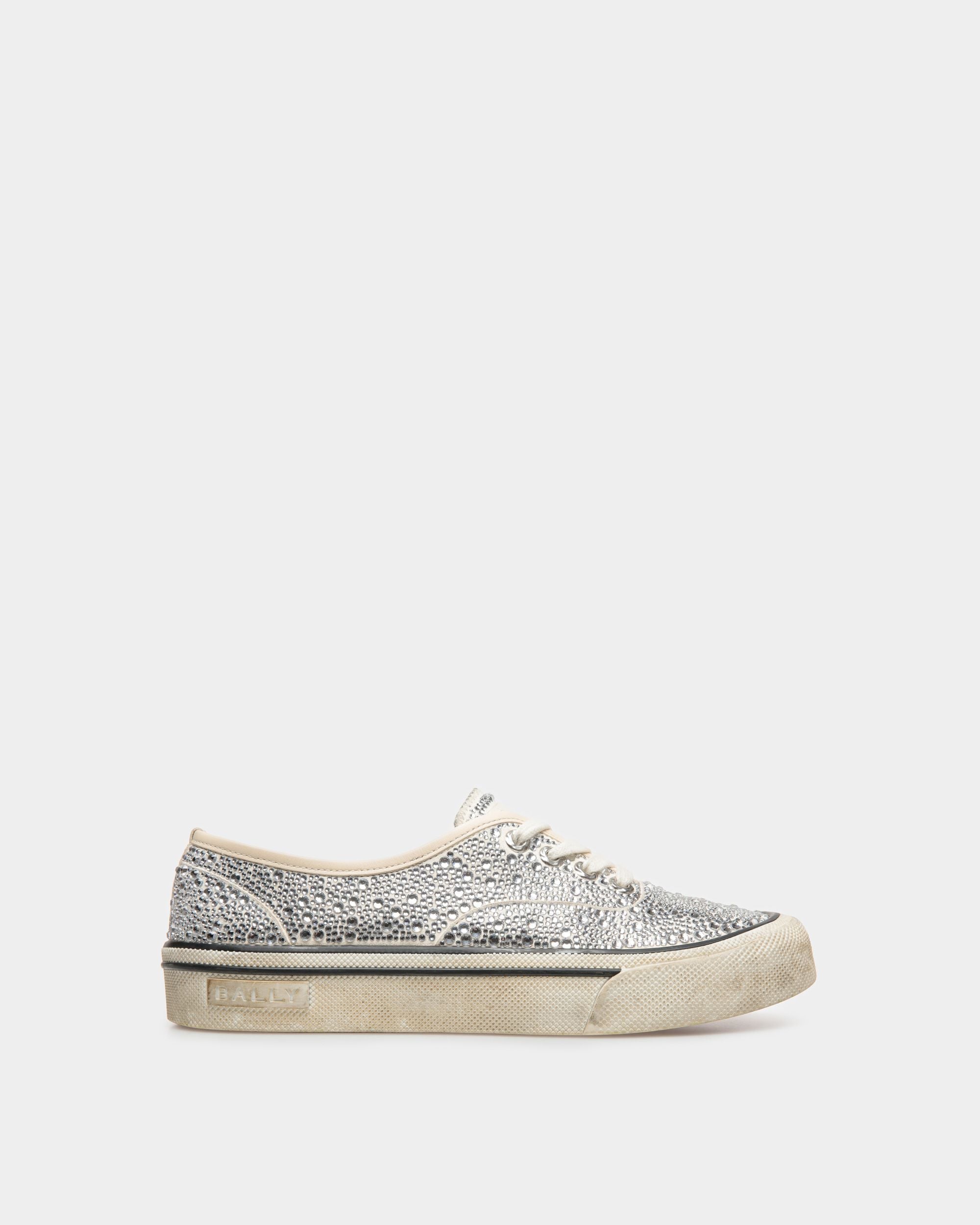 Bally Global - Sneakers Lawren En Cuir Ivoire Et Strass - Blanc