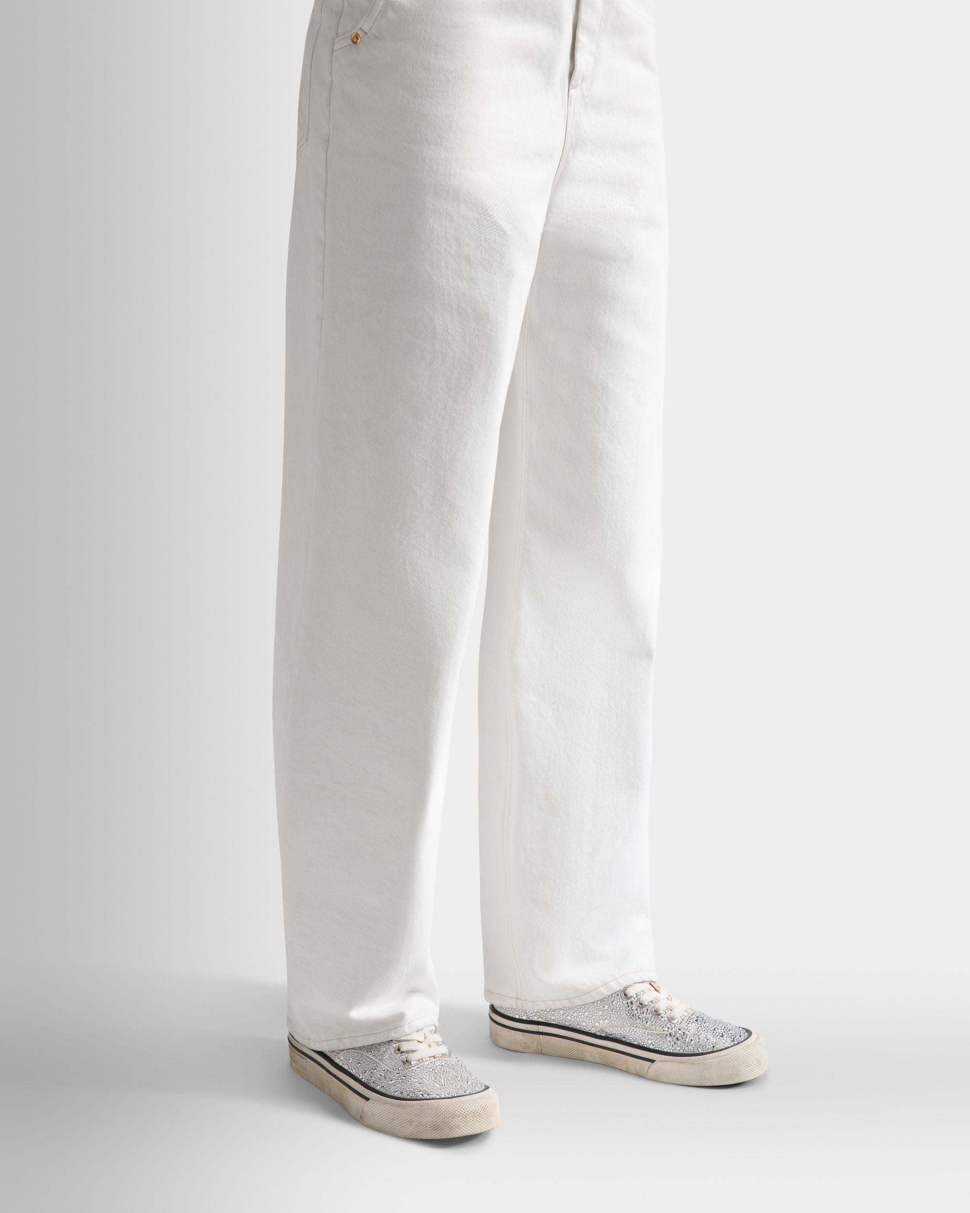 Bally Global - Sneakers Lawren En Cuir Ivoire Et Strass - Blanc