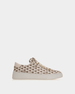 Sneaker Raise En Tissu Beige Motif Pennant