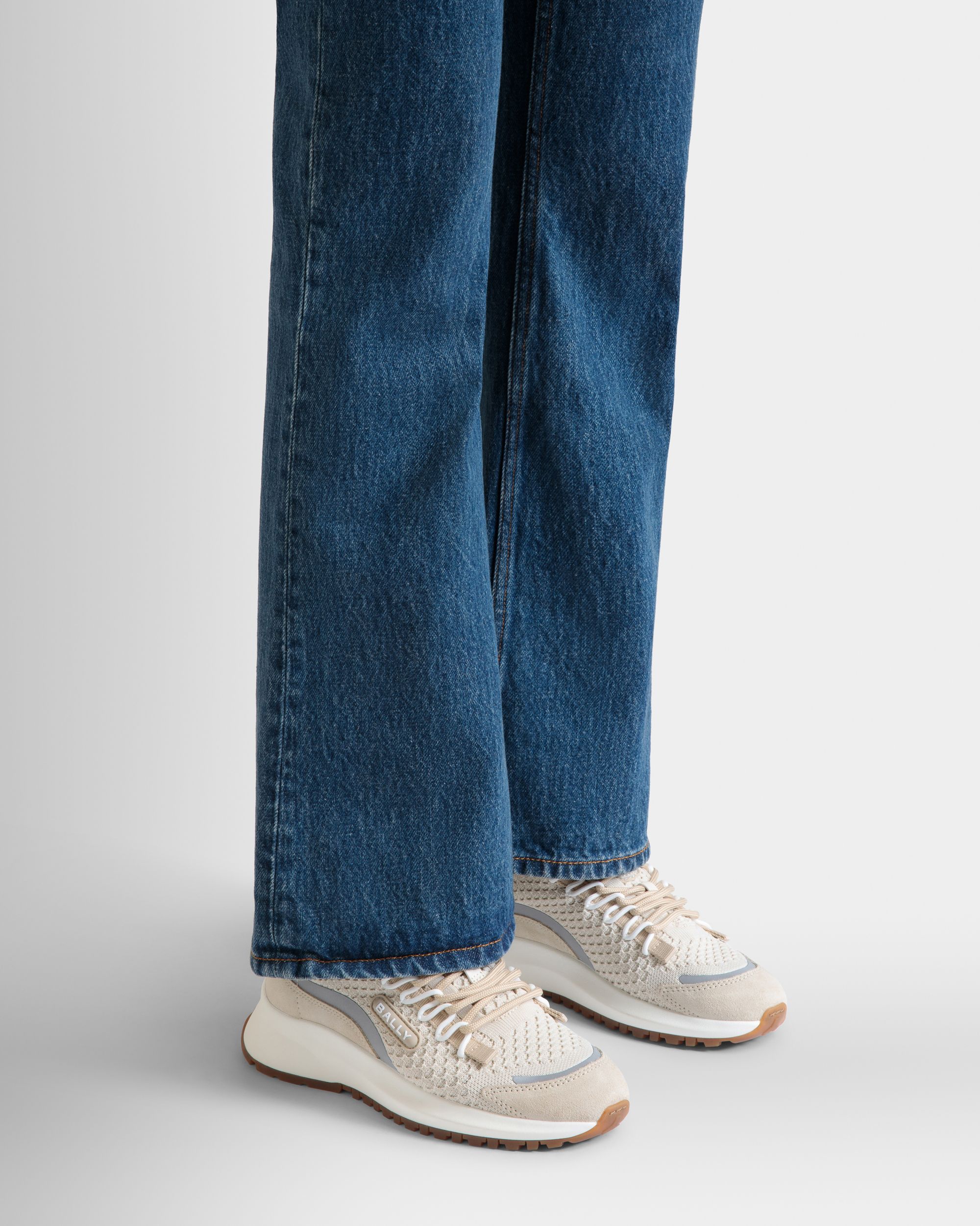 Bally Global - Outline Sneaker in Ivory and Champagne Knit - Beige
