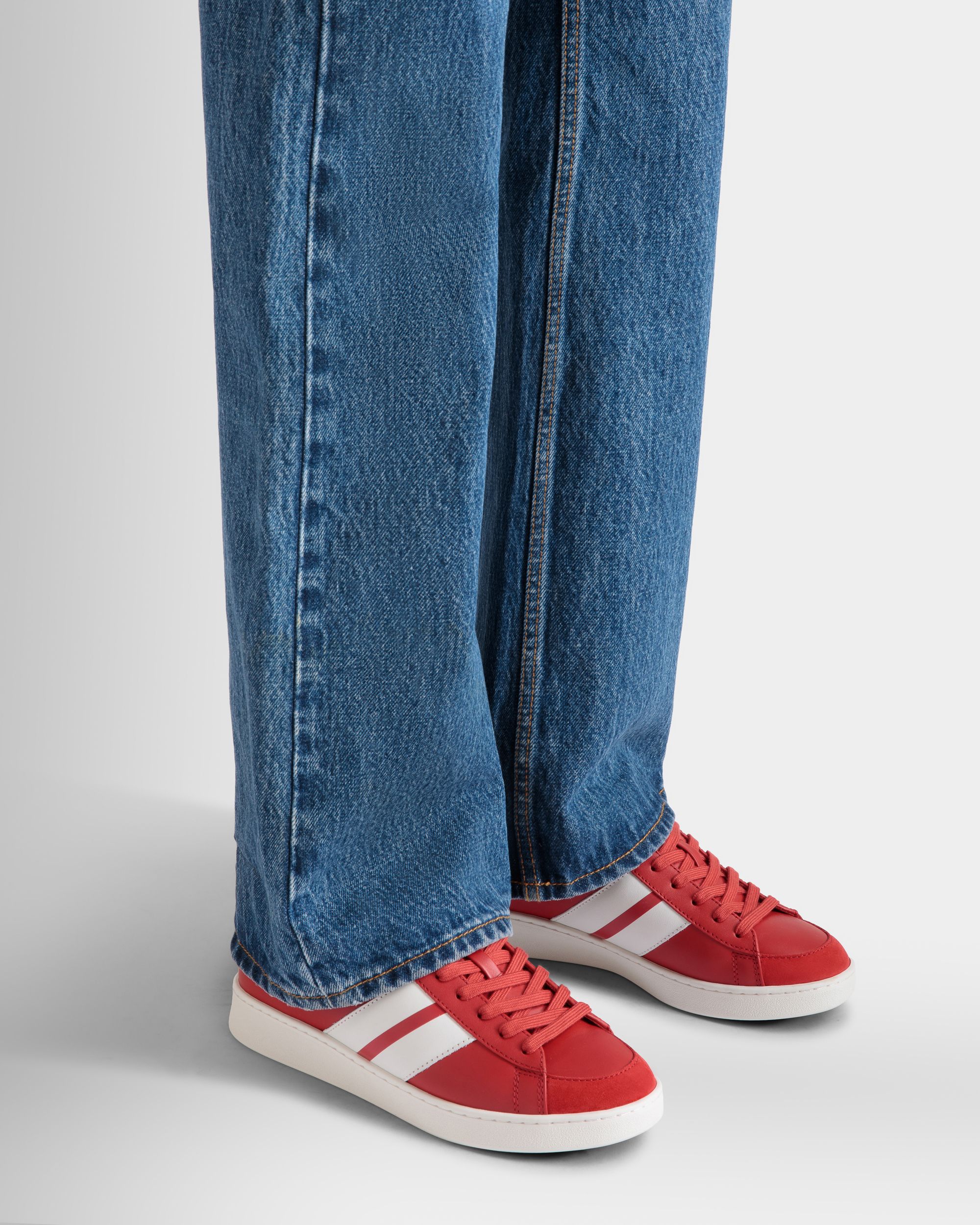 Bally Global - Tennis Sneaker In Candy Red And White Leather - Red