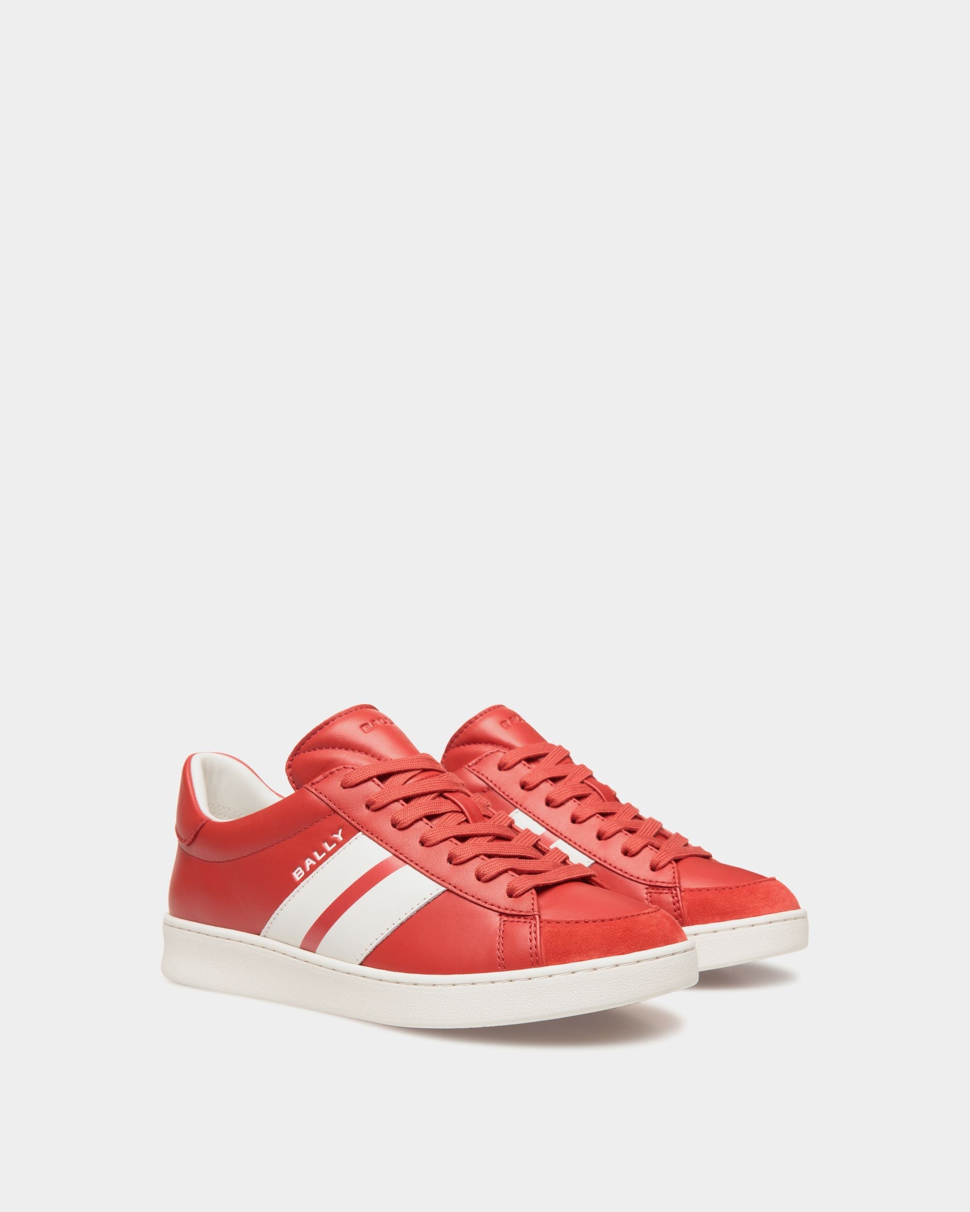 Bally Global - Tennis Sneaker In Candy Red And White Leather - Red
