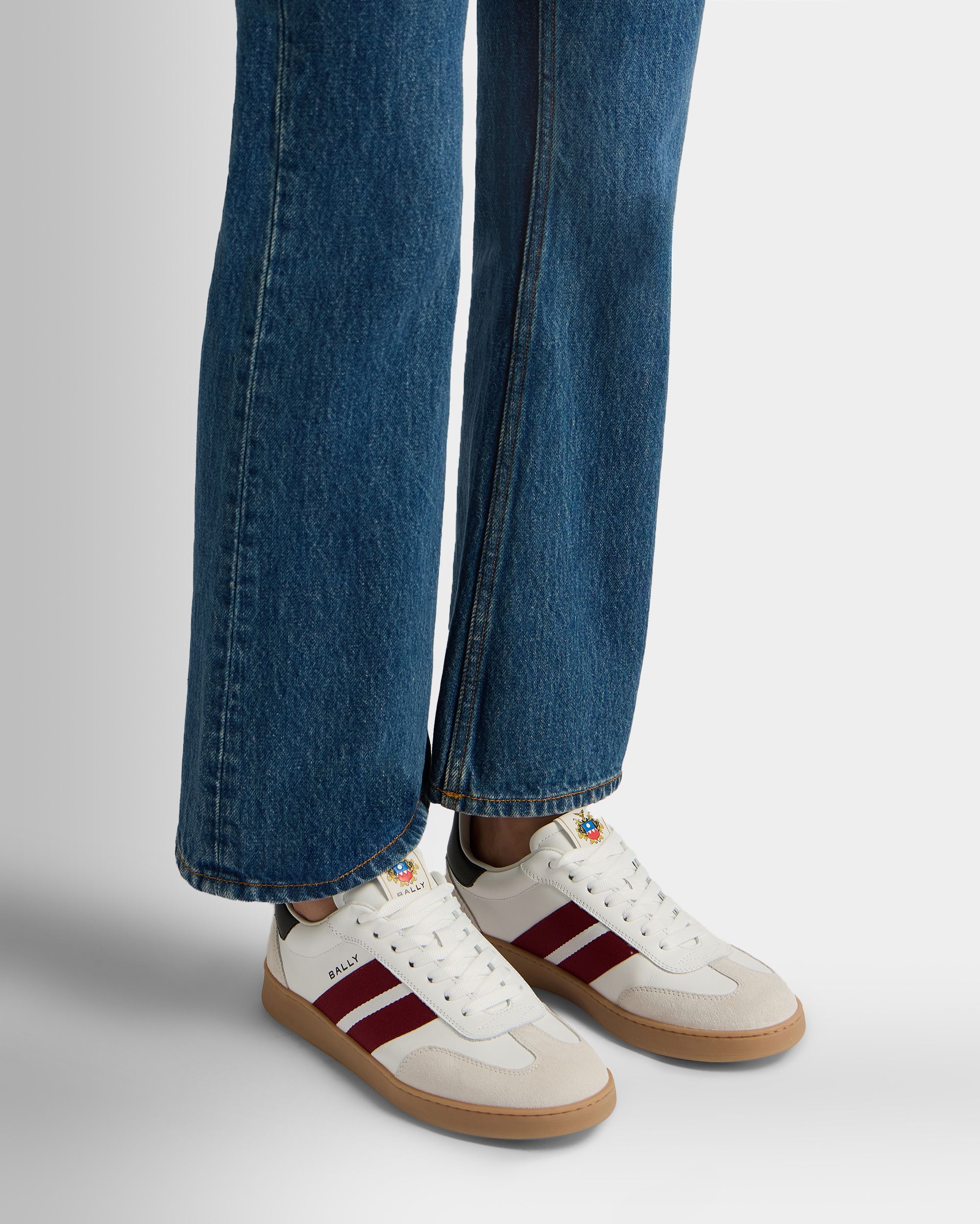 Bally Global - Sneaker Retro Crest En Cuir Blanc - Blanc