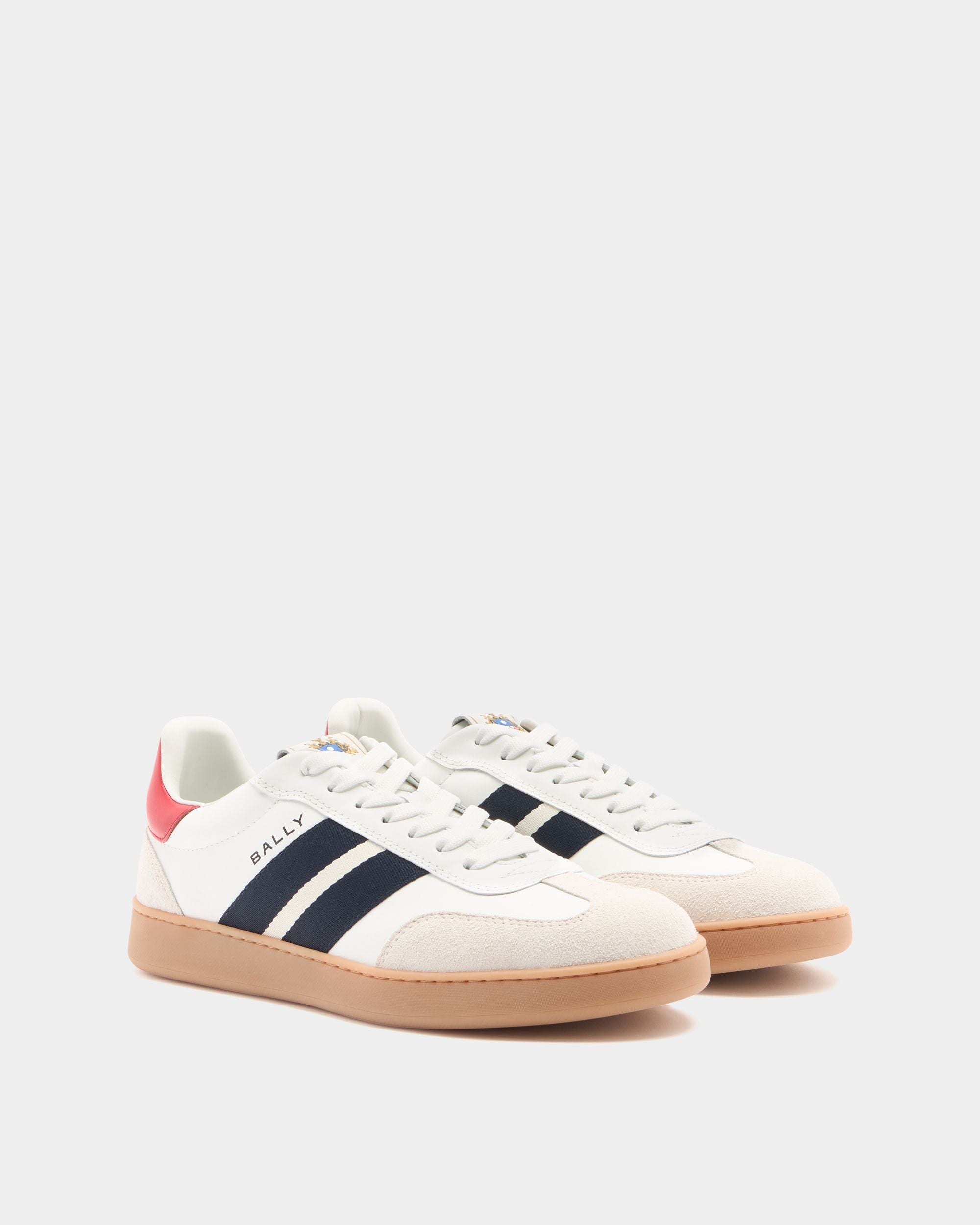 Bally Global - Zapatilla Retro Crest De Piel Blanca - Blanco