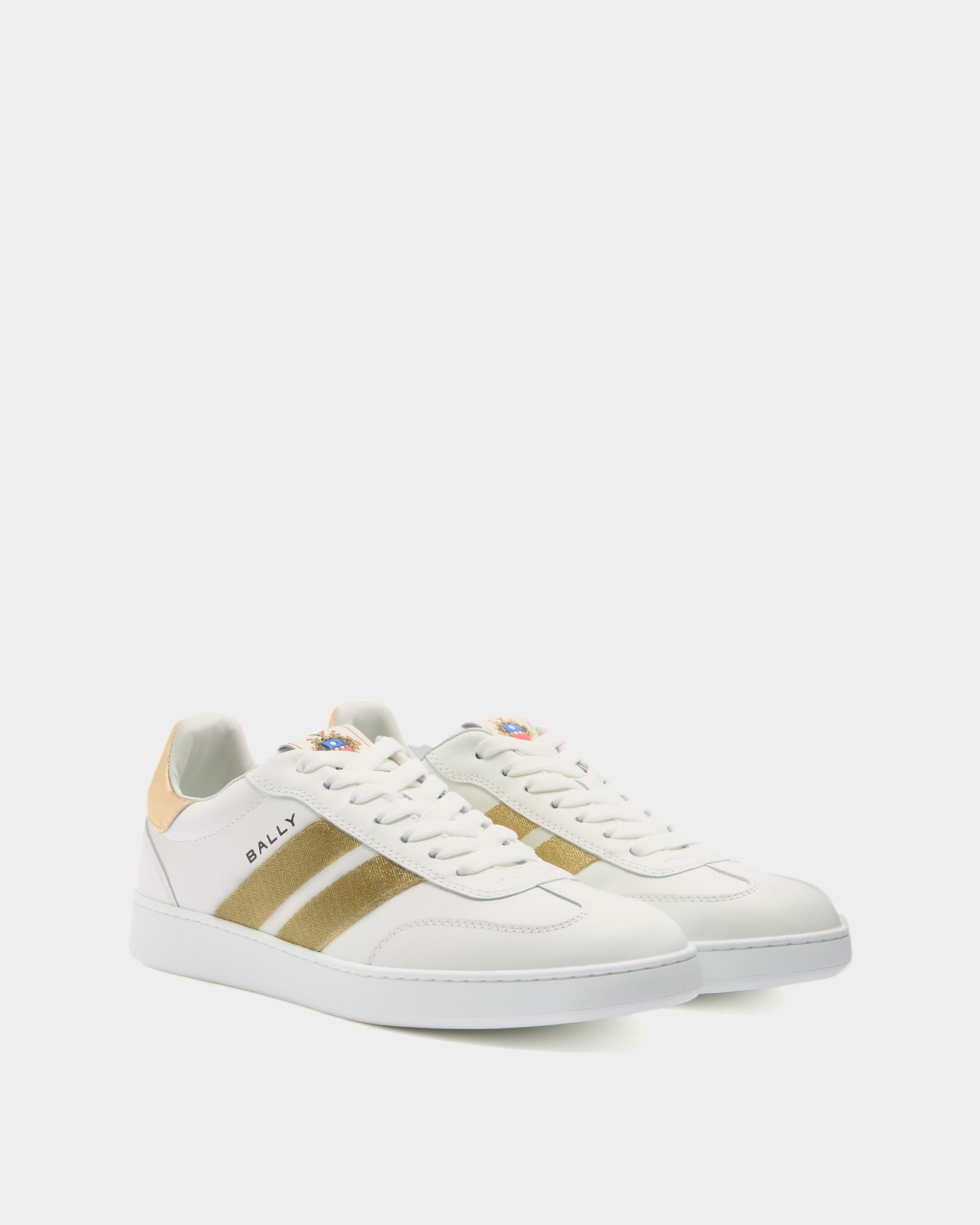 Bally Global - Zapatilla Retro Crest De Piel Blanca - Blanco