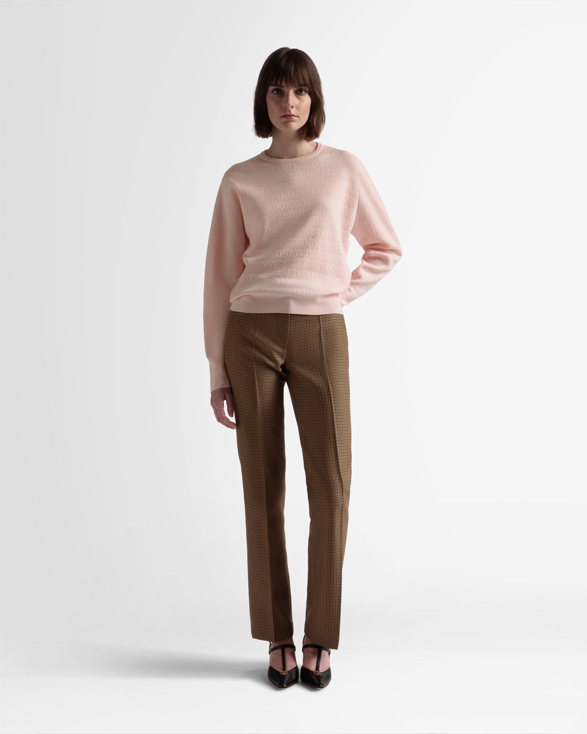 Bally Global - Crew Neck Sweater In Dusty Petal Wool - Pink