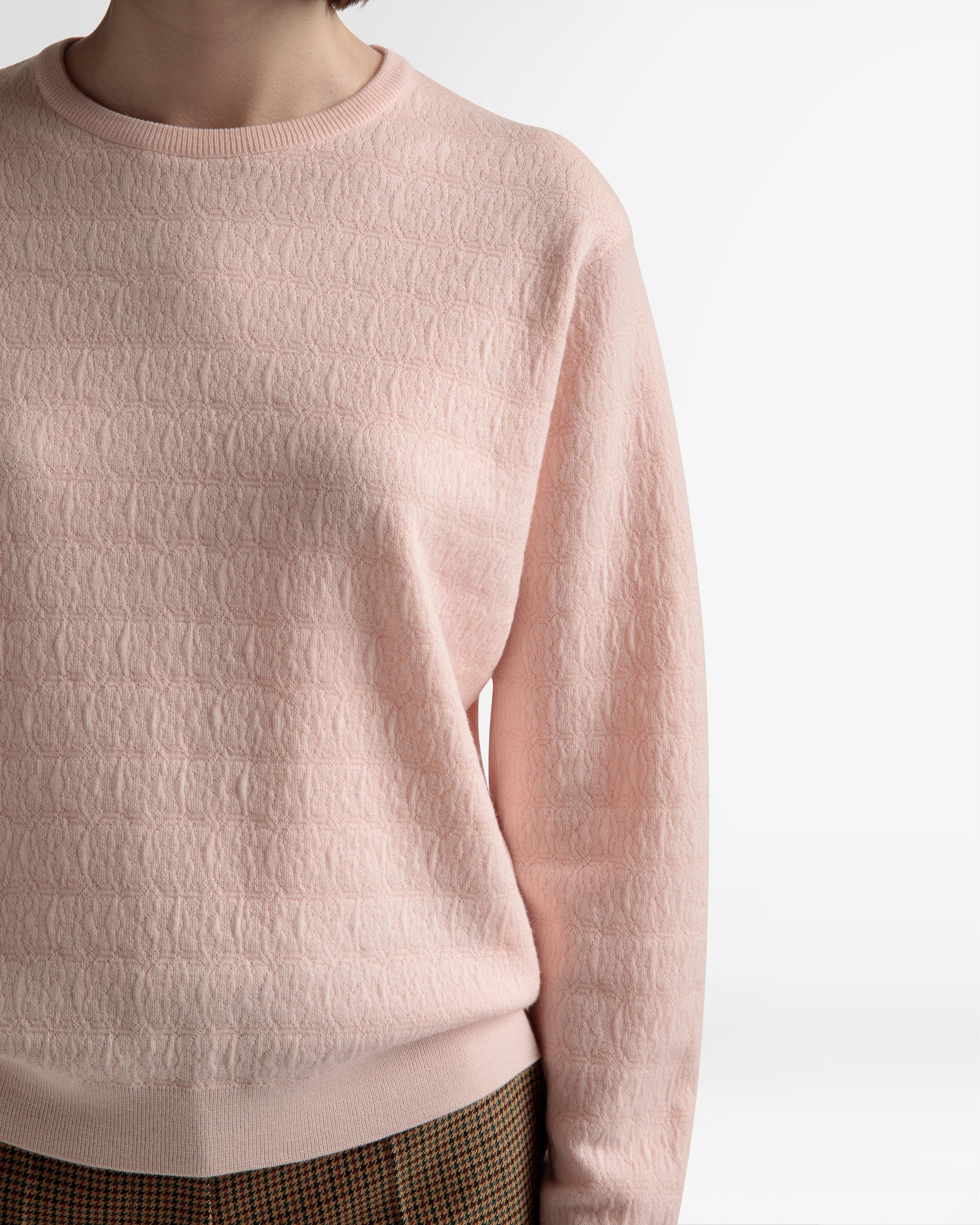 Bally Global - Crew Neck Sweater In Dusty Petal Wool - Pink