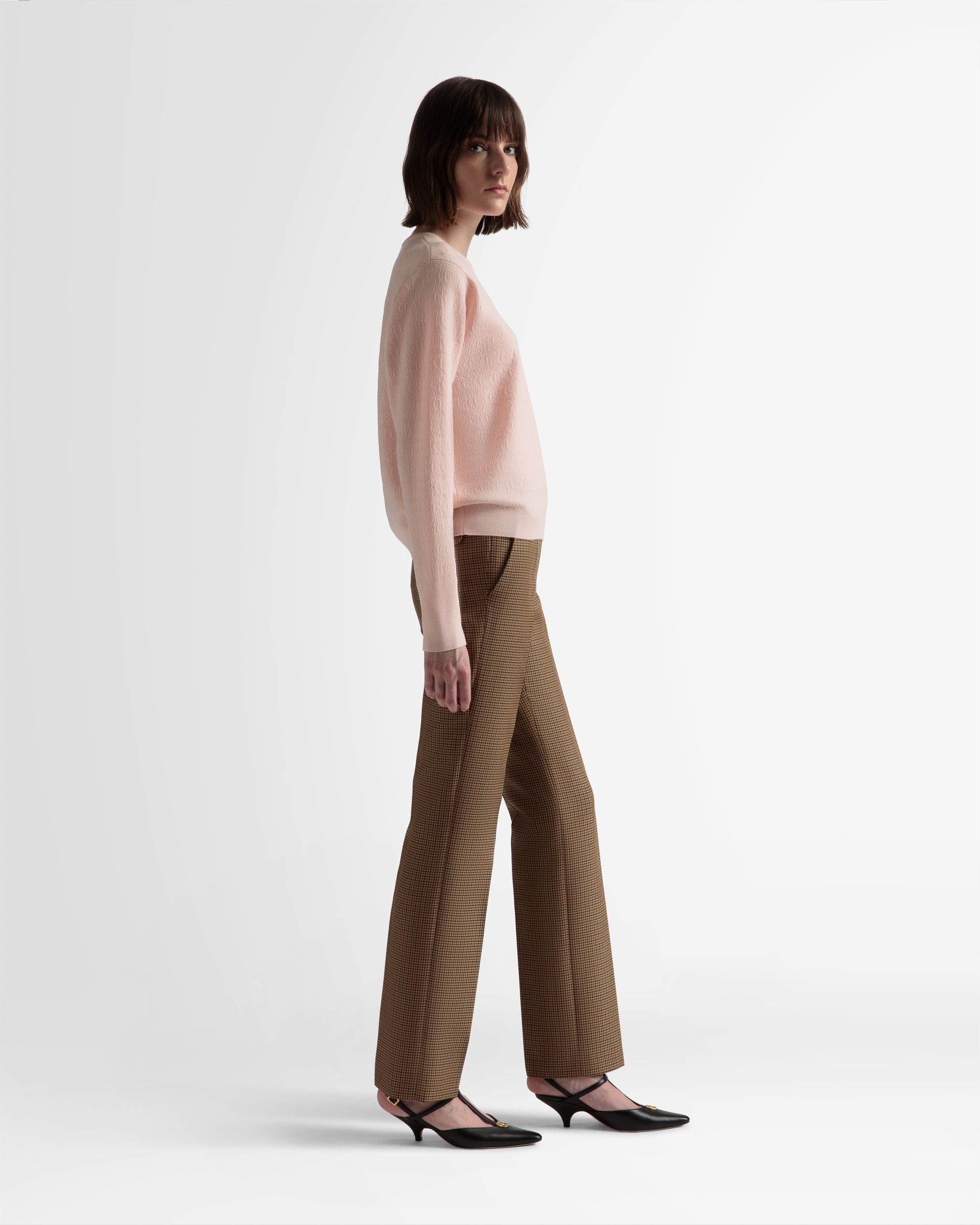 Bally Global - Crew Neck Sweater In Dusty Petal Wool - Pink