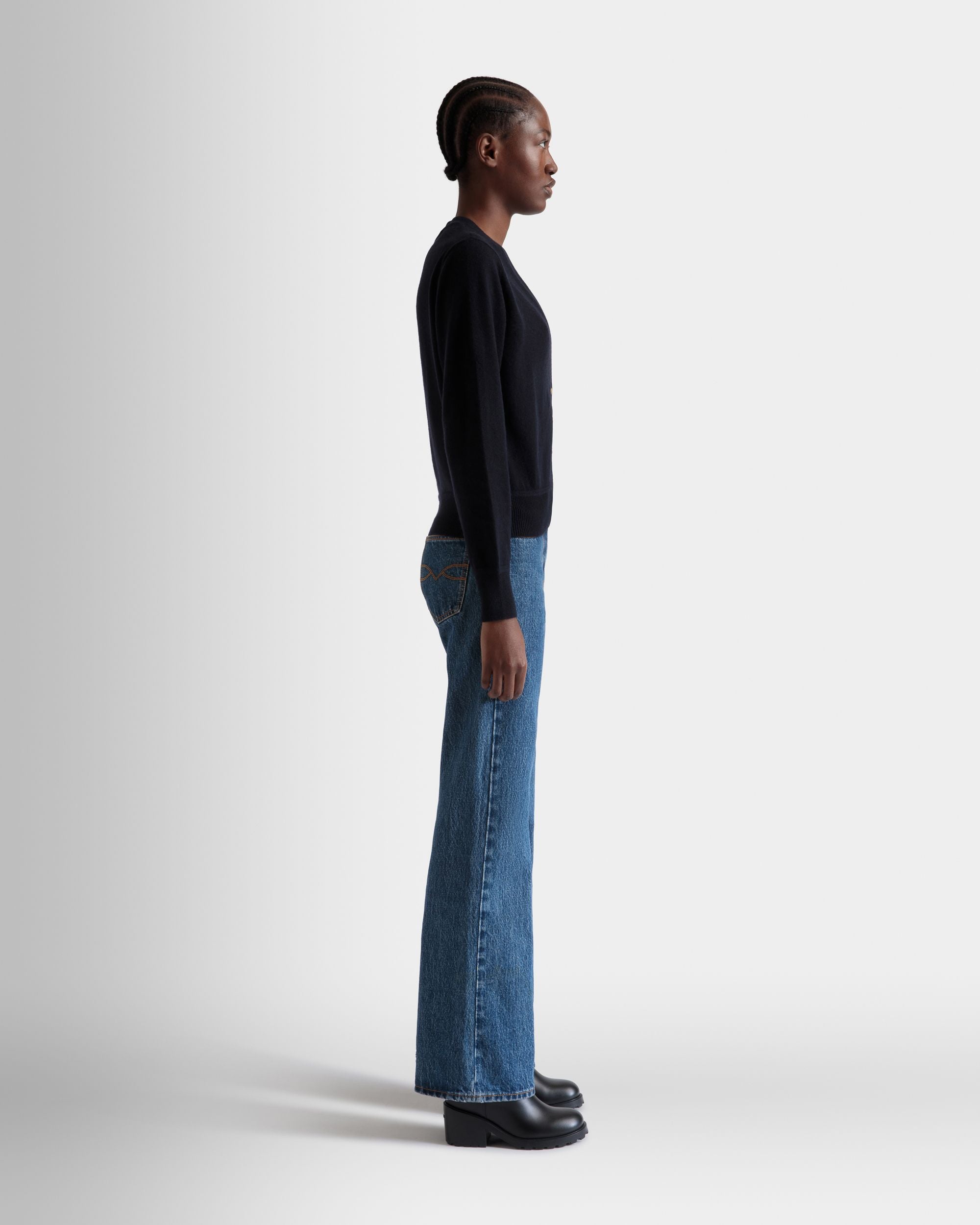 Bally Global - Cardigan In Navy Blue Cashmere - Blue