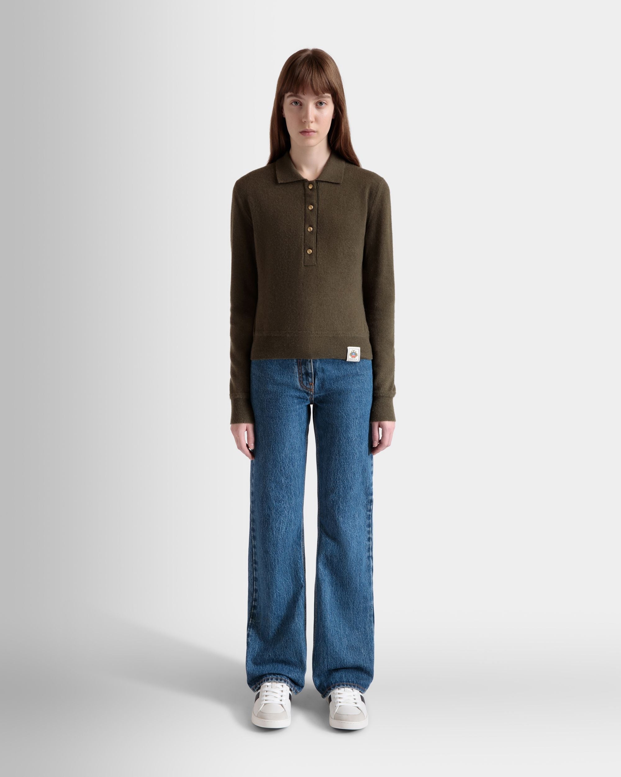 Bally Global - Knit Polo In Military Green Cashmere - Green
