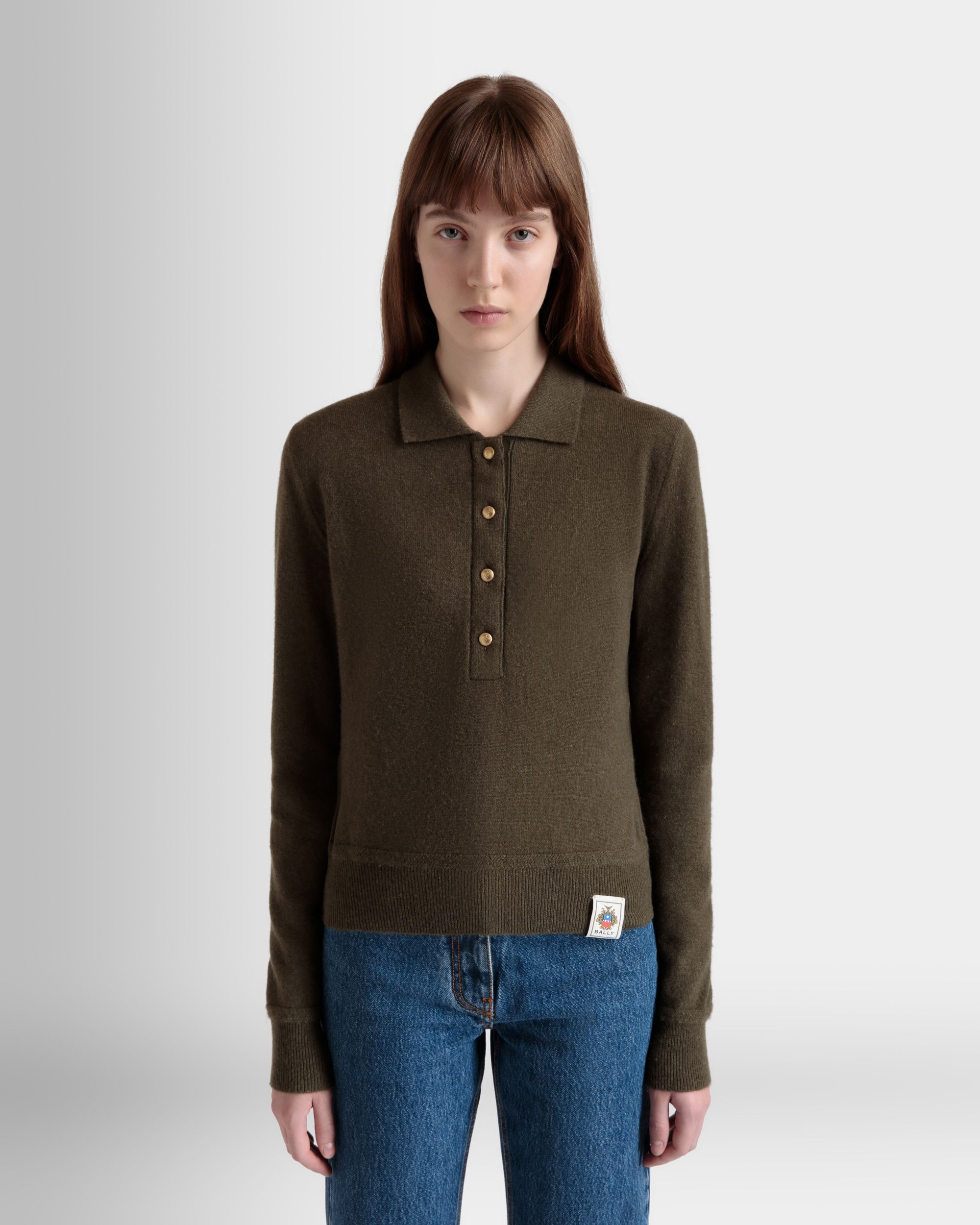 Bally Global - Knit Polo In Military Green Cashmere - Green