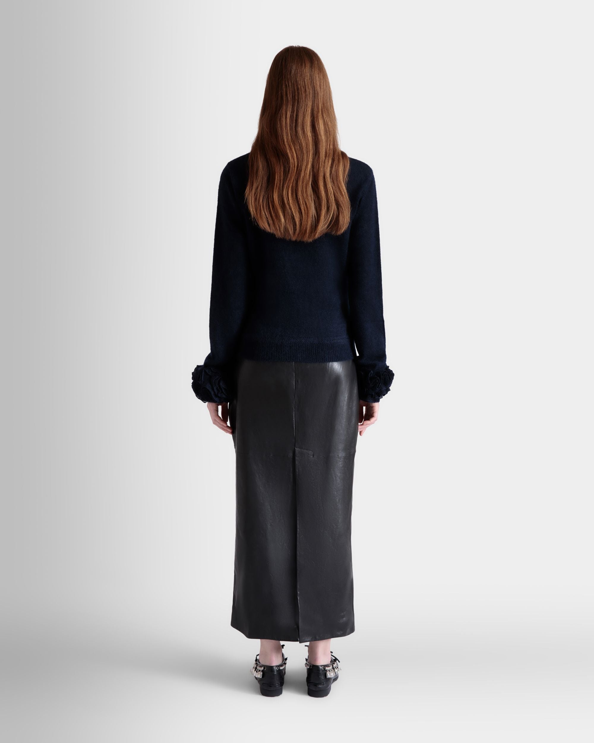Bally Global - Knit Top In Navy Blue Mohair And Silk - Blue