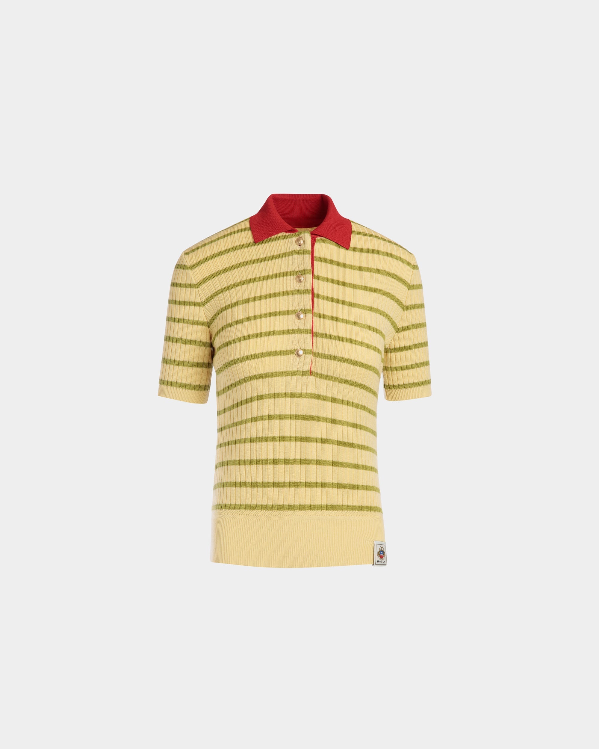 Bally Global - Knit Polo in a Dusty Yellow Wool Blend - Yellow