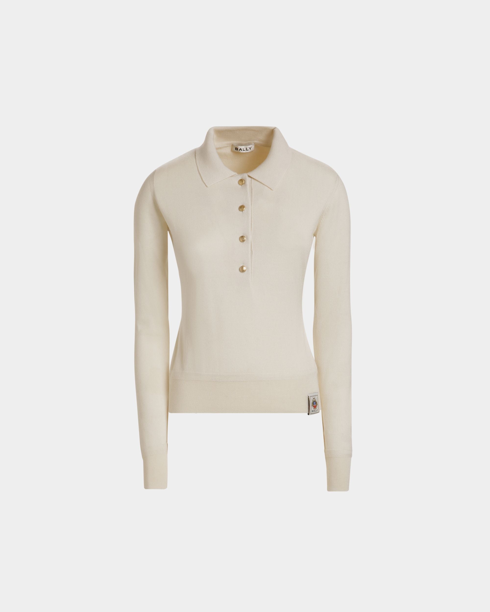Bally Global - Polo À Manches Longues En Cachemire Et Soie Ivoire - Blanc