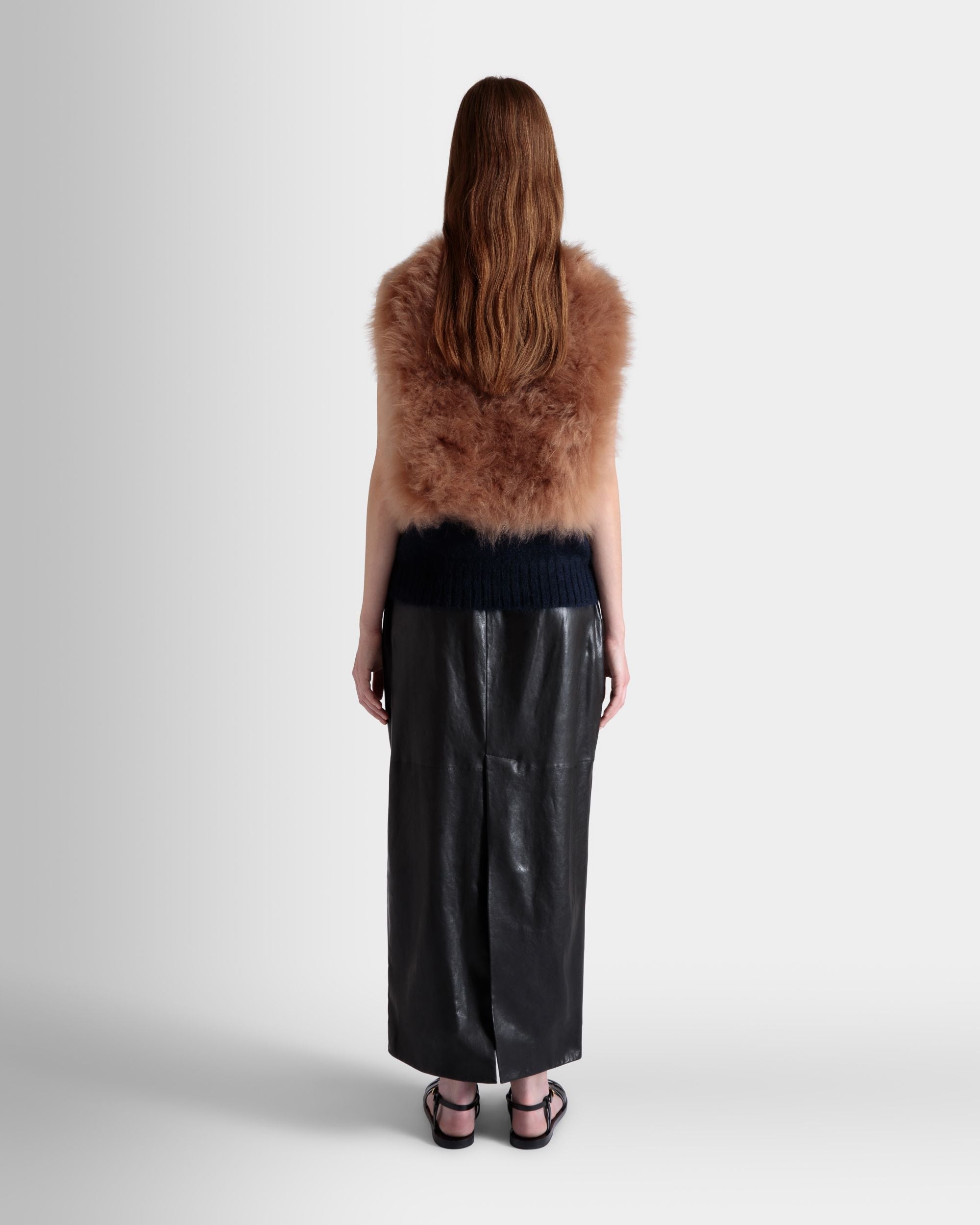 Bally Global - Knit Vest In Navy Blue And Praline Beige Mohair And Silk - Blue